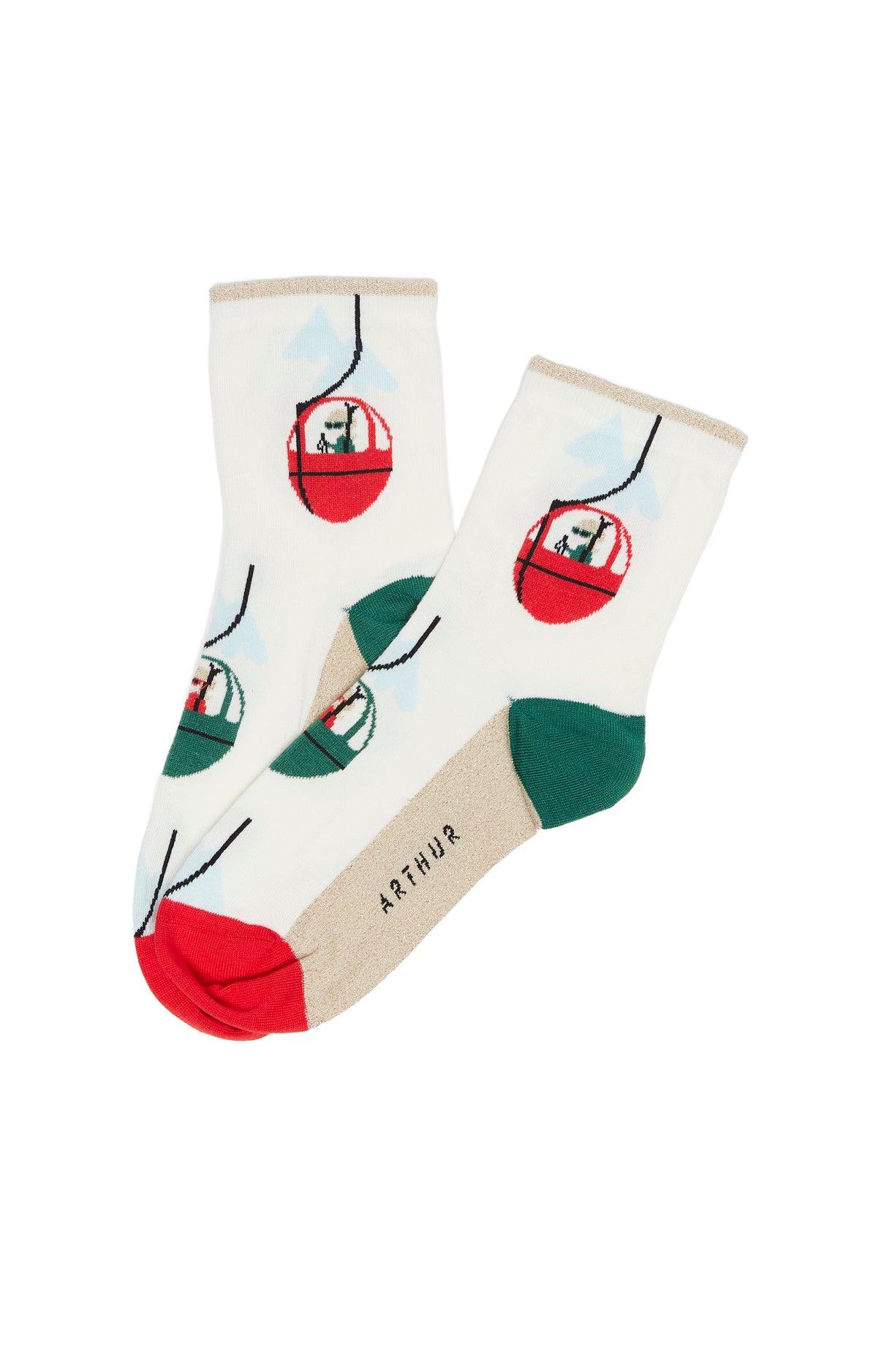Chaussettes Femme Télécabine Blanc et Ivoire 1