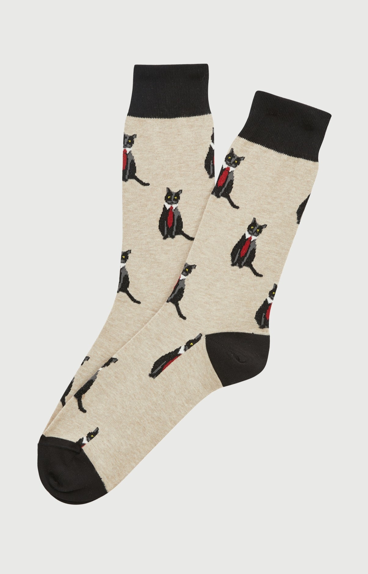 Chaussettes en coton cat sup beige homme 1