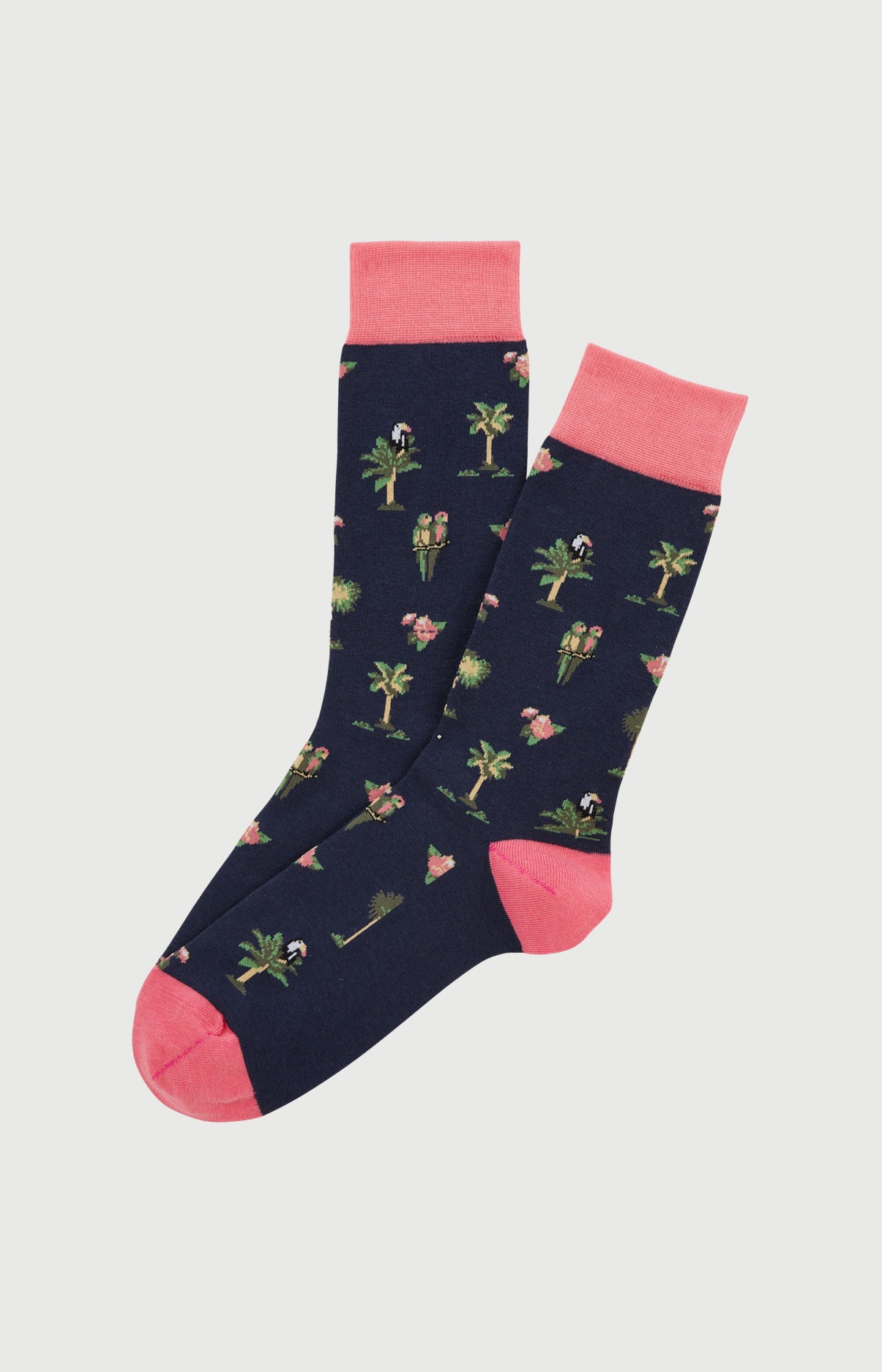 Chaussettes Homme Perroquet Marine Imprimé broderie perroquets et palmiers 1