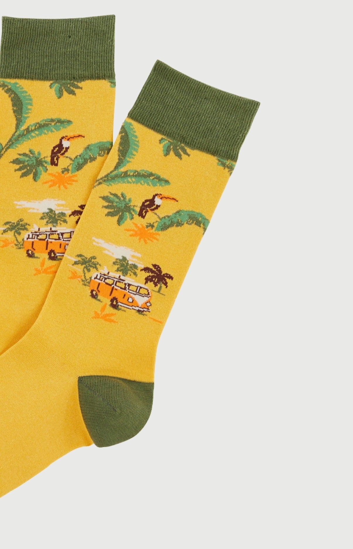 Chaussettes Homme Van Life Jaune Imprimé vannes et palmiers multicolores 2