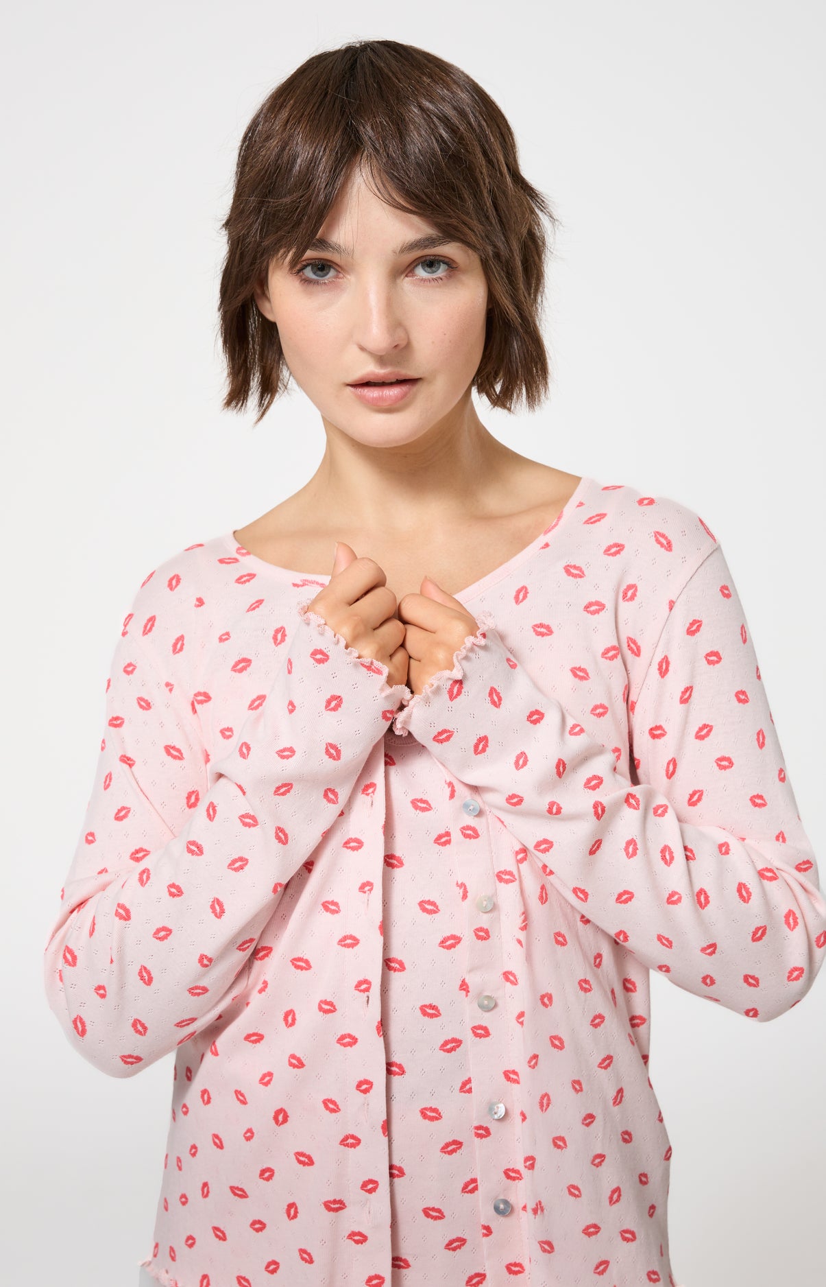 Pyjama Femme Kiss Imprimé bisous rouge à lèvre 5
