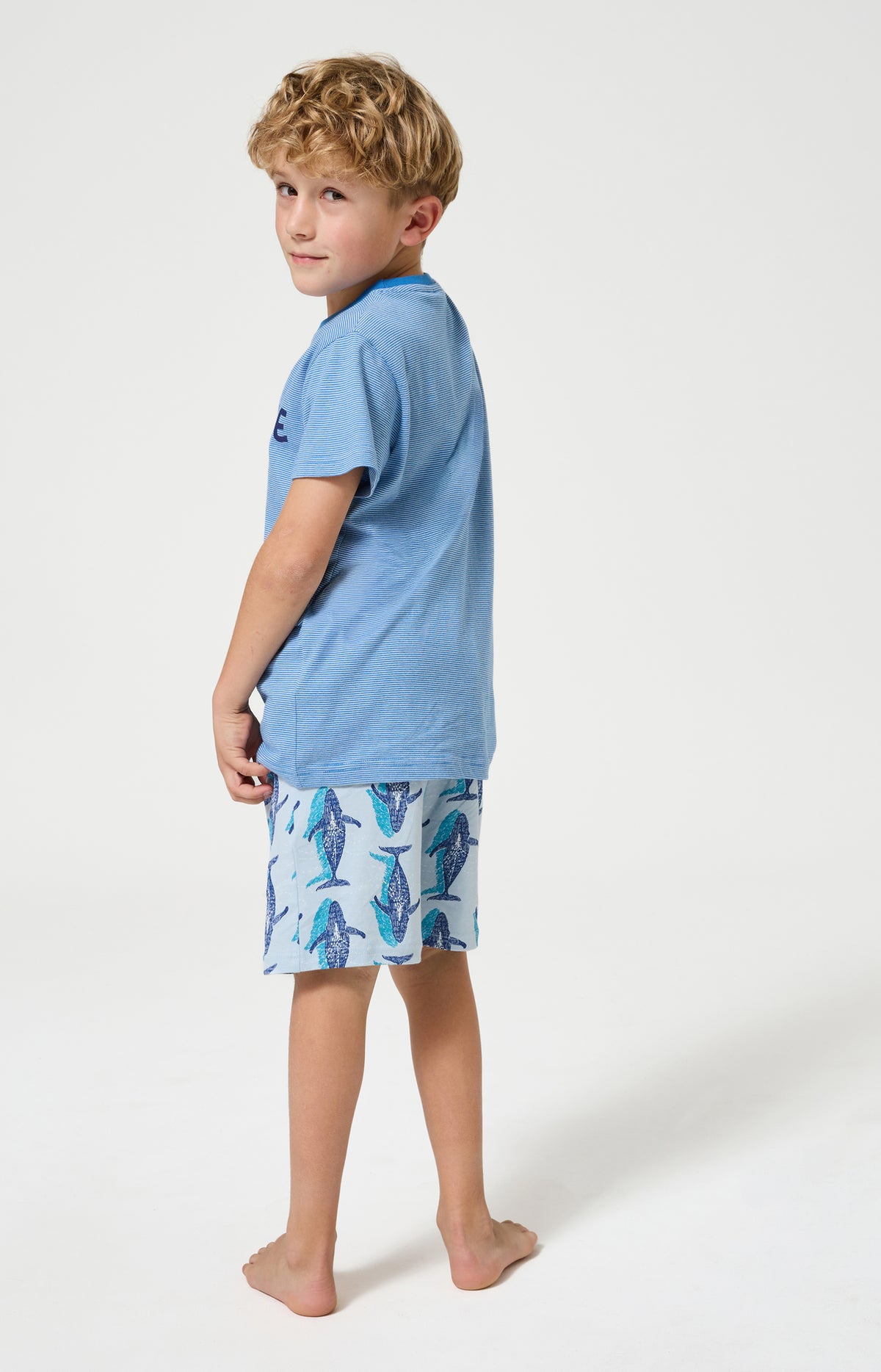 Pyjama Enfant Pacifique Manches courtes Imprimé banc de baleines bleues 6