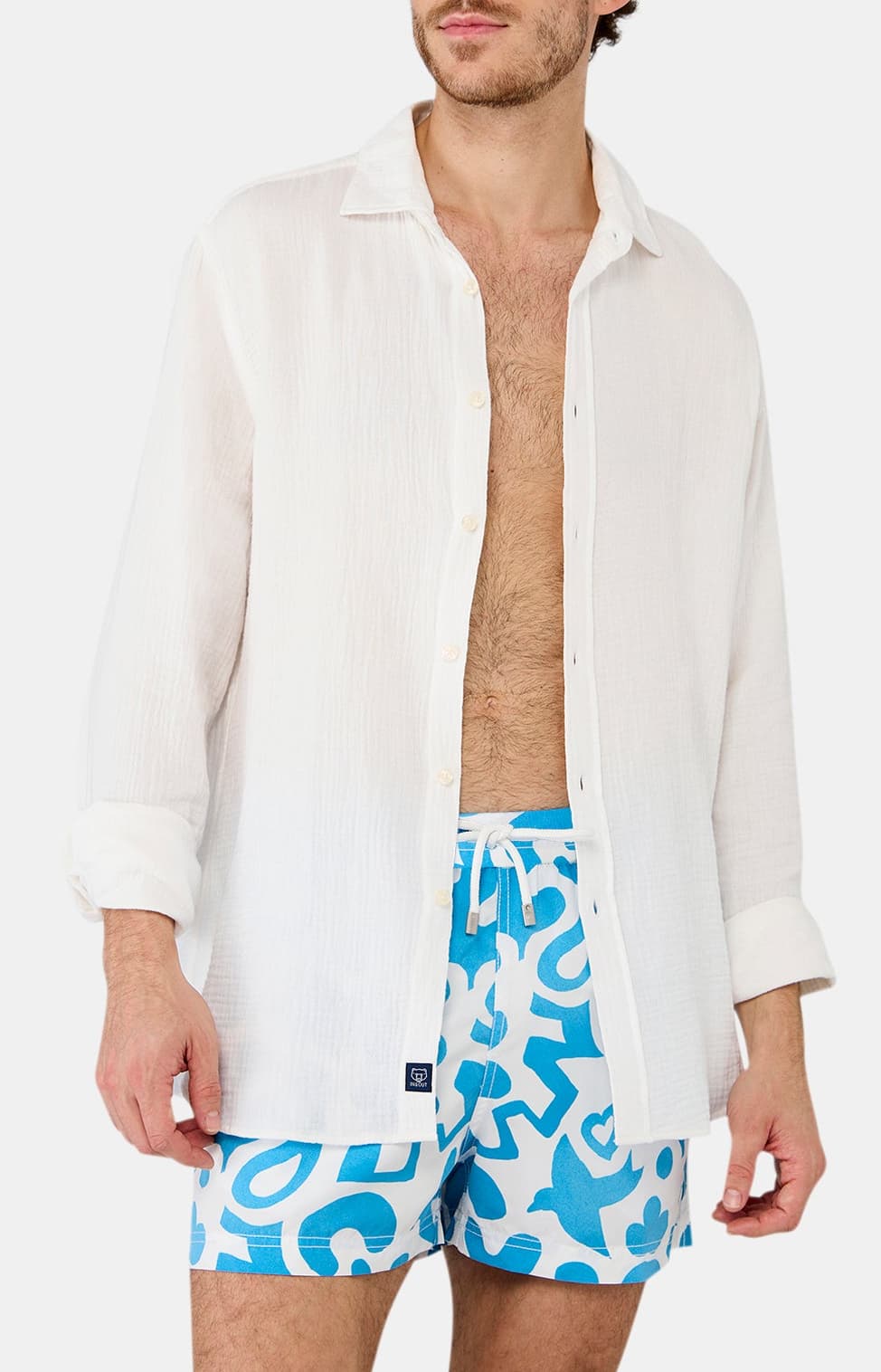 Chemise manches longues gaze de coton Blanc 1