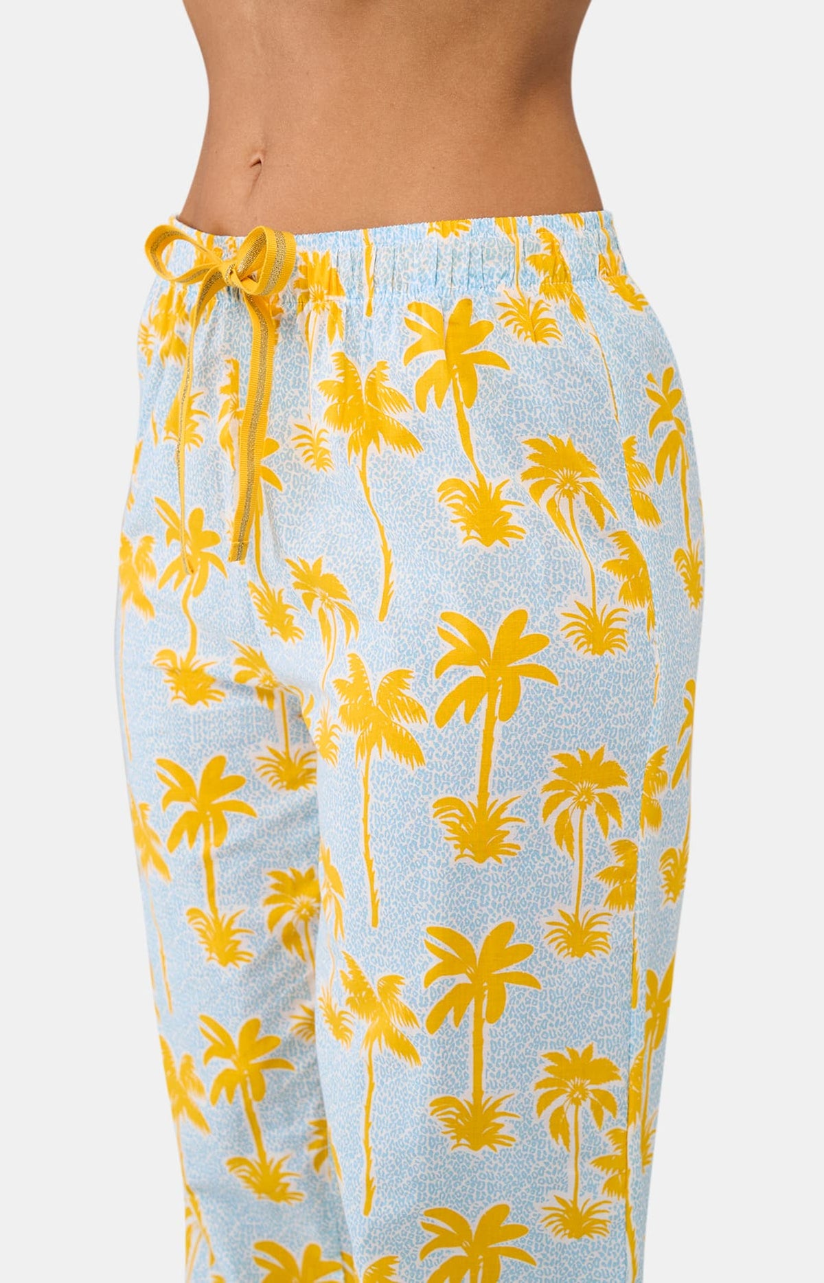 Pyjama Boutonné Femme palmier Jaune 4