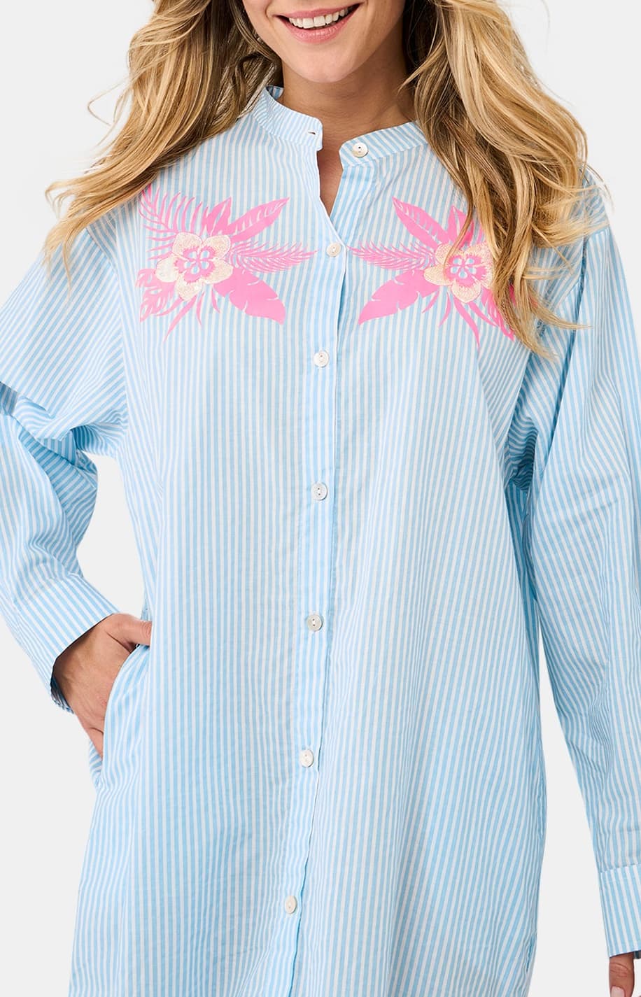 Robe chemise rayure lila Lagon 2