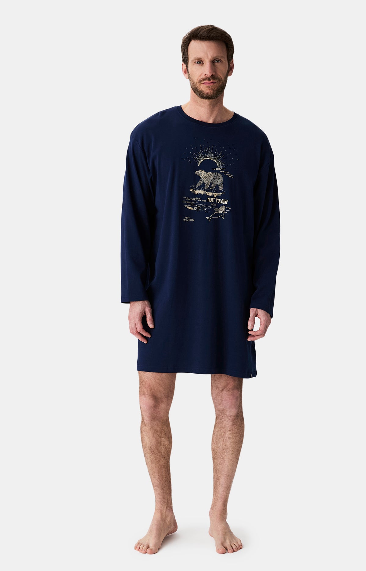 Chemises de nuit Homme Shirt Nuit Polaire MARINE 4