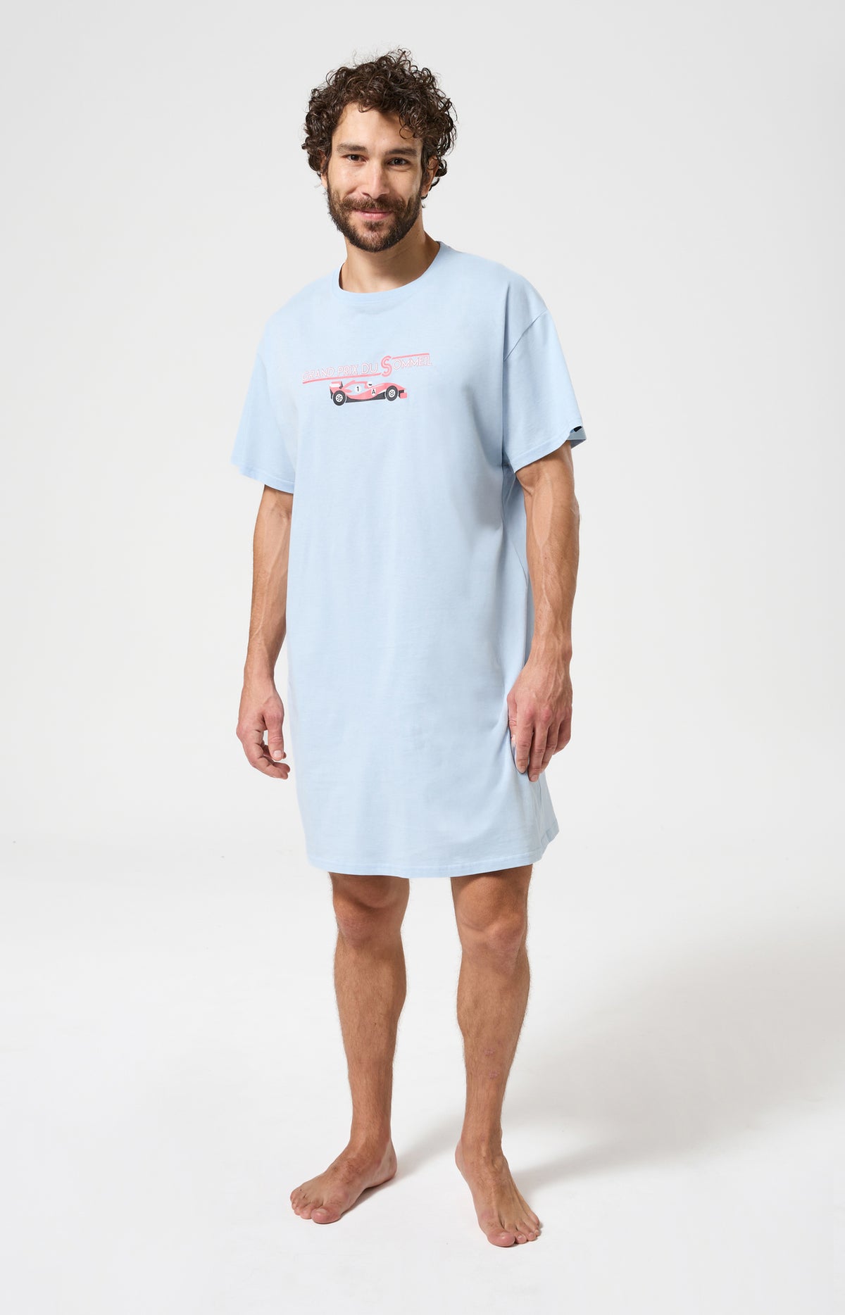 Chemise de nuit Homme Le Grand Prix du Sommeil Manches courtes Imprimé voiture formule 1 1