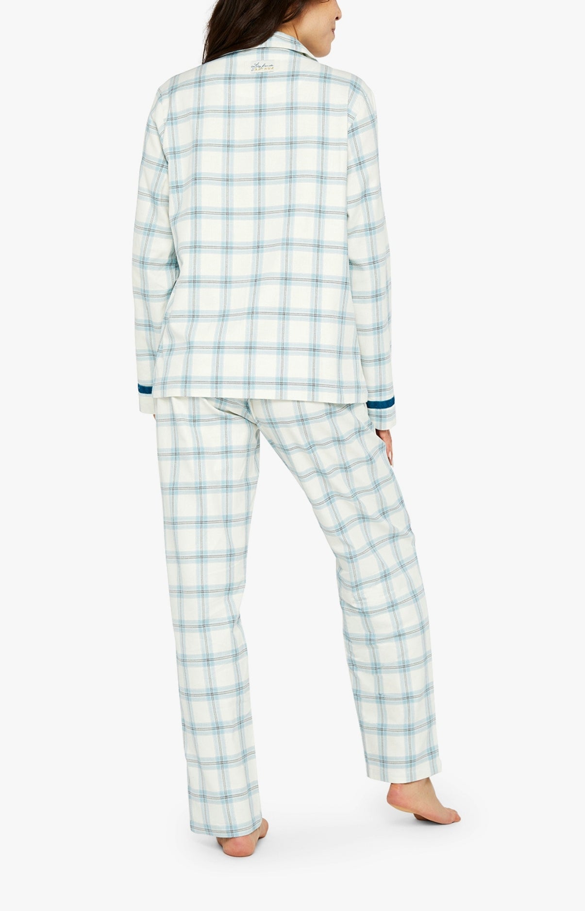 Pyjama long boutonné Femme Maryline Blanc et Ivoire 4