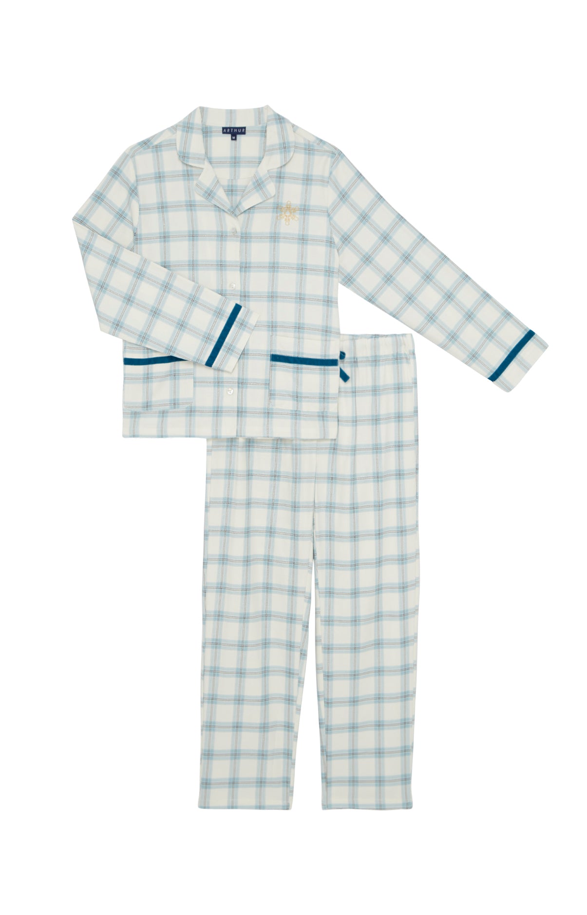 Pyjama long boutonné Femme Maryline Blanc et Ivoire 3