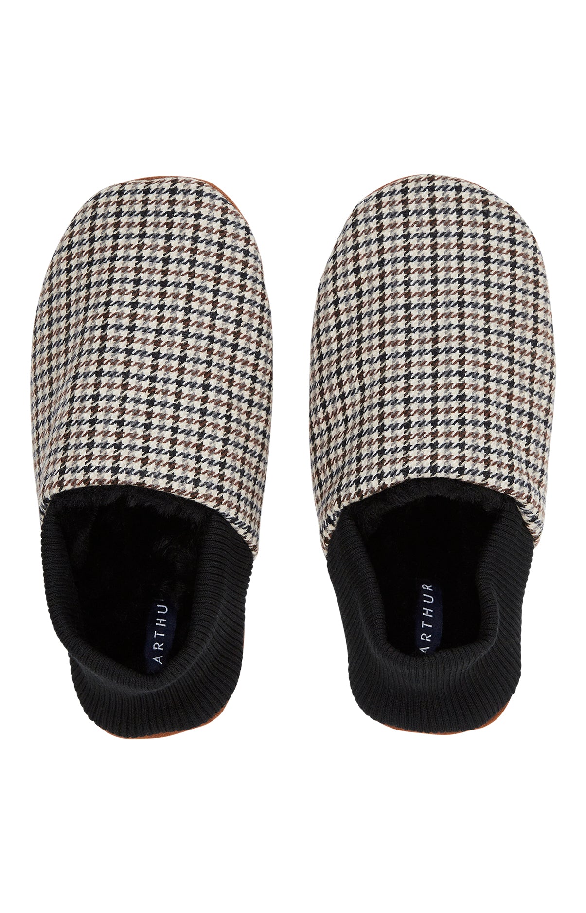 Chaussons Homme cuir et laine Carreaux Gris 2