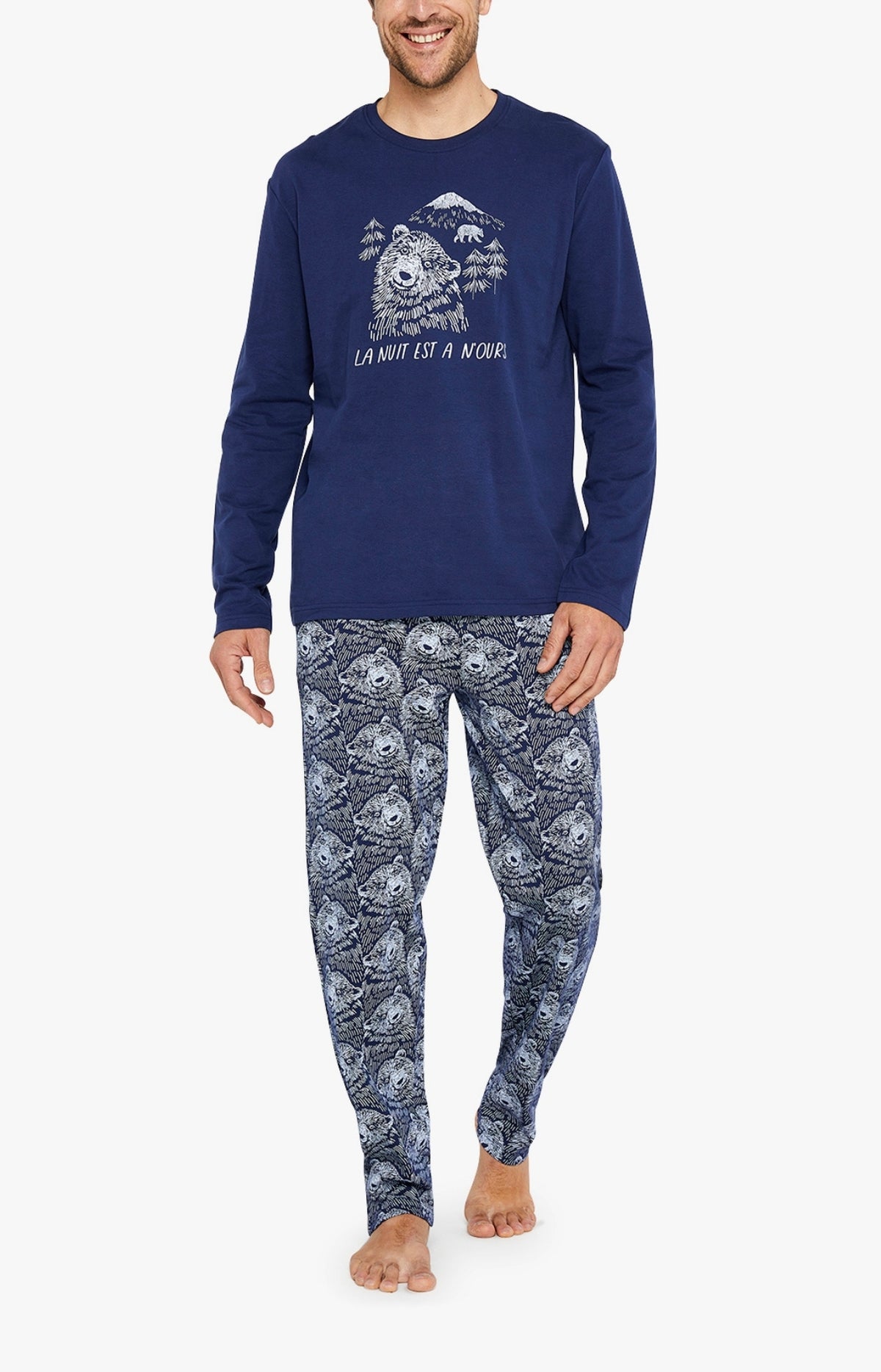 Pyjama long Homme Ours Marine 1