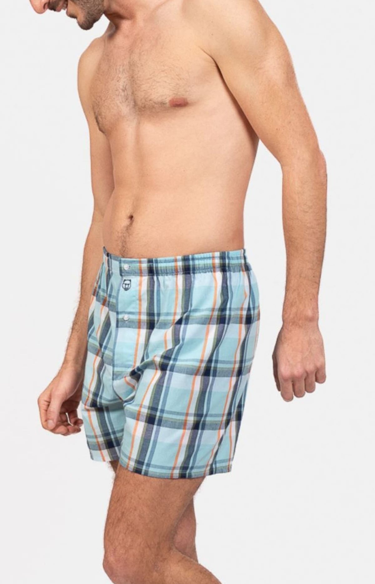 Caleçon classique à carreaux bleu Homme 4