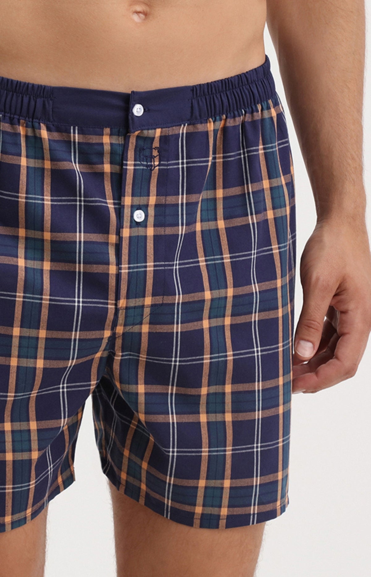 Caleçon homme carreaux bleu marine 1
