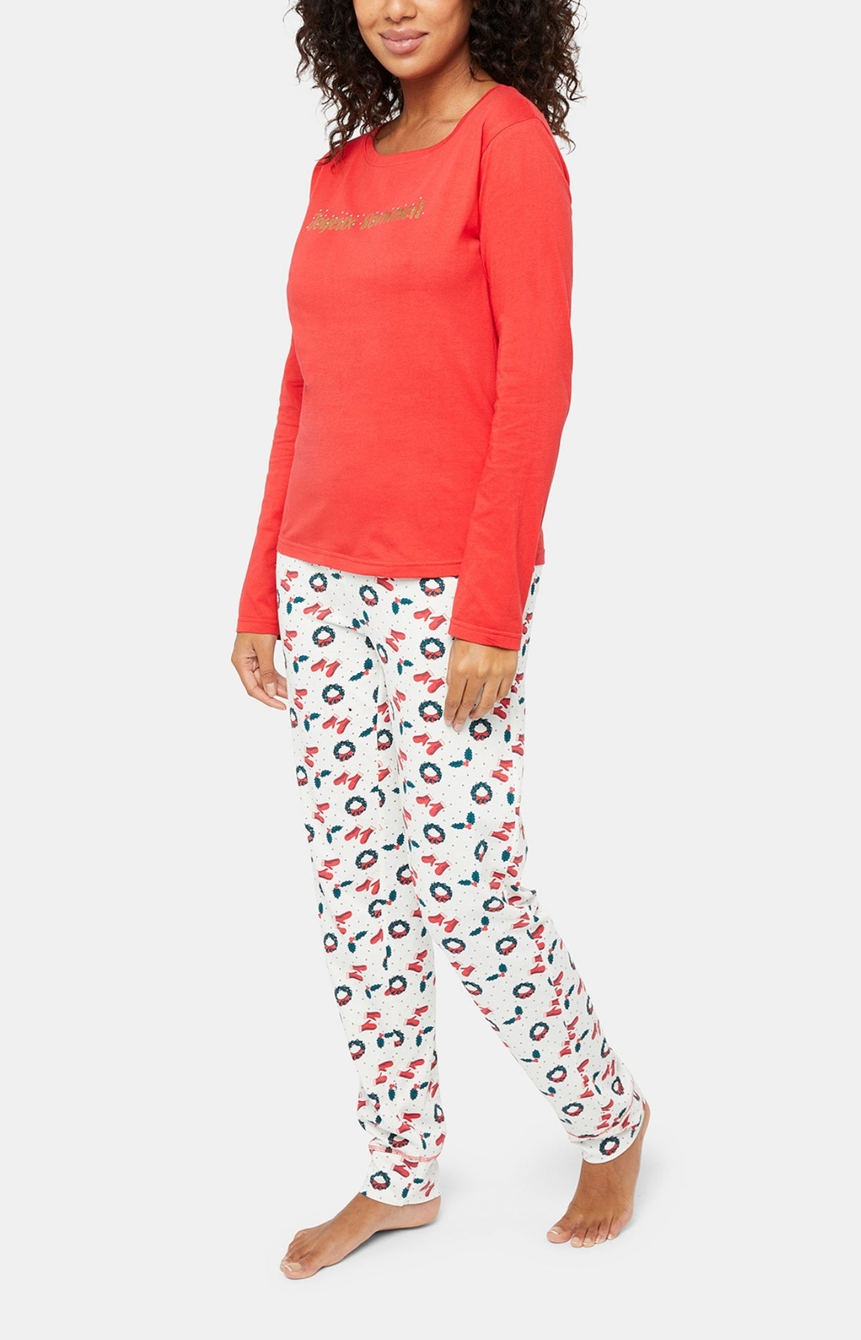 Pyjama long Femme Joyeux sommeil Rouge 4