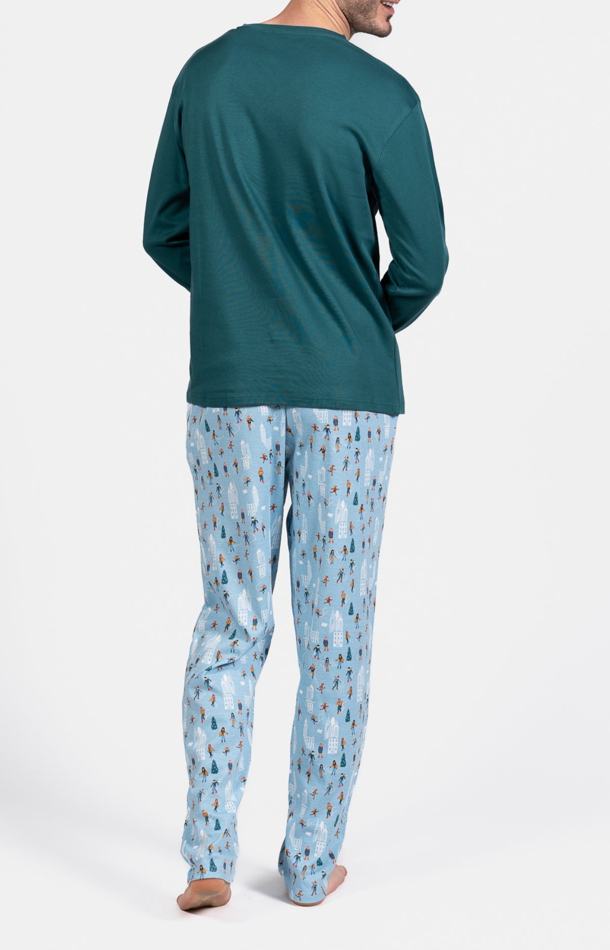 Pyjama long Homme Matin à glace Bleu et Vert 6