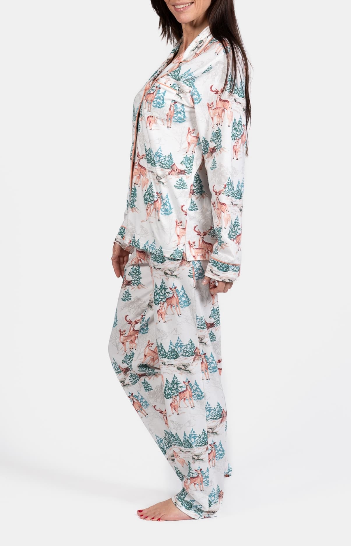 Pyjama boutonné Femme biche Blanc 5