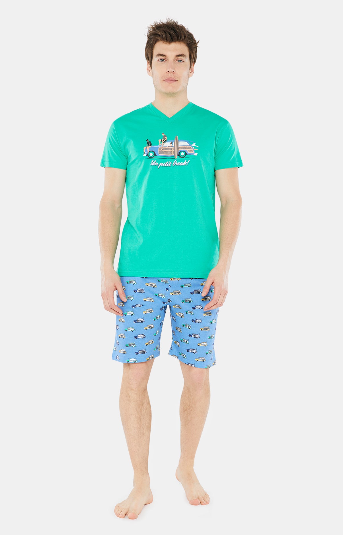 Pyjashort Homme Un Petit Break Bleu 4