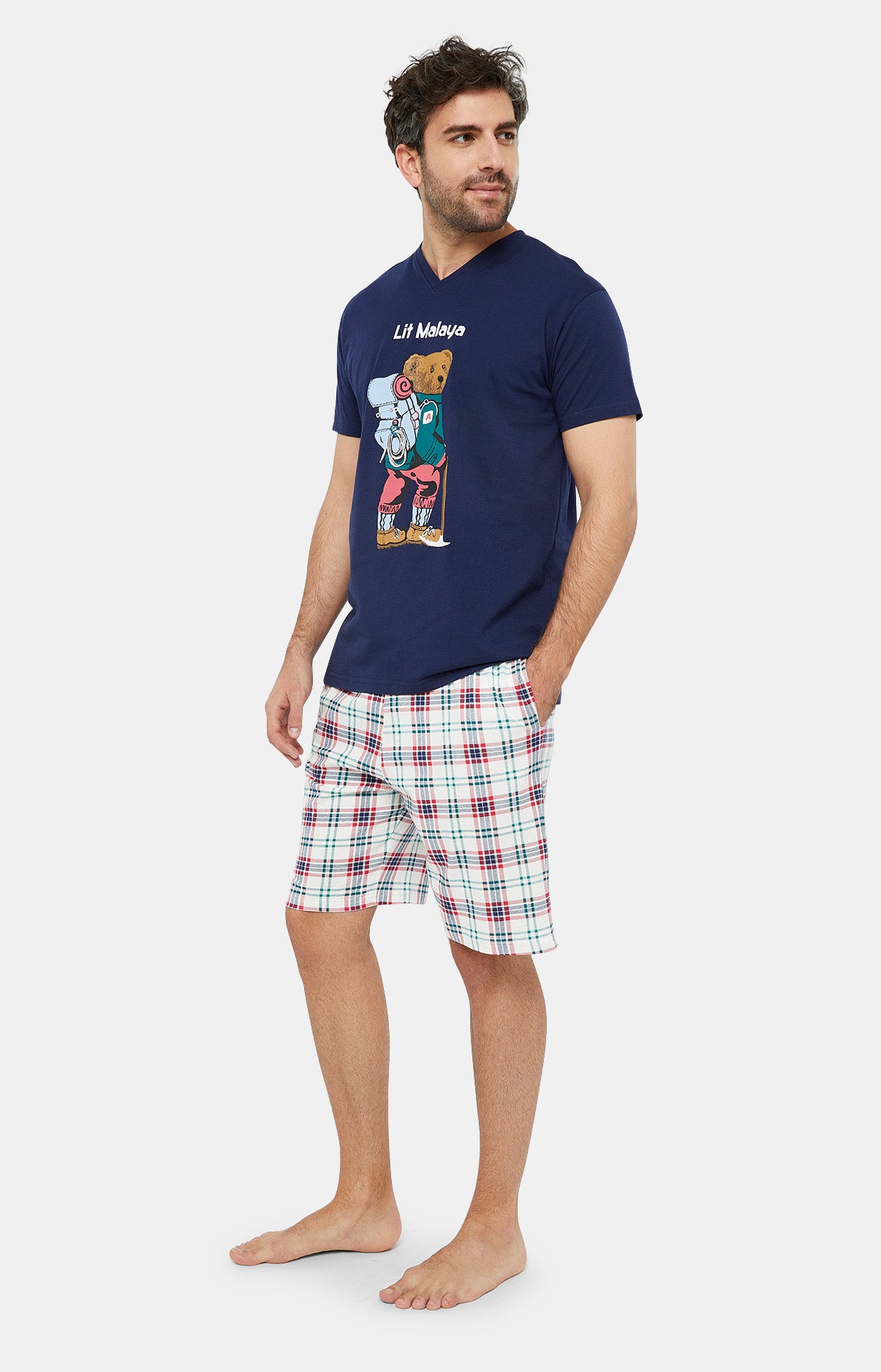 Pyjashort Homme Lit Malaya Blanc et Ivoire 2
