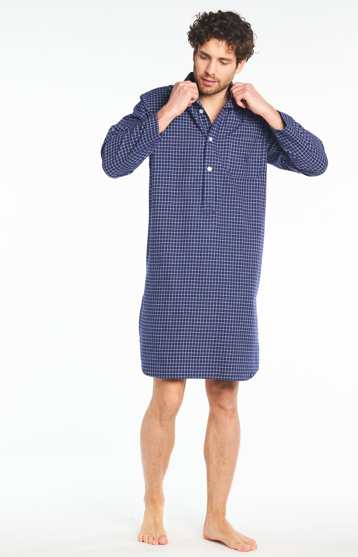 Chemise de nuit Grand-Père Homme Classique Marine 1