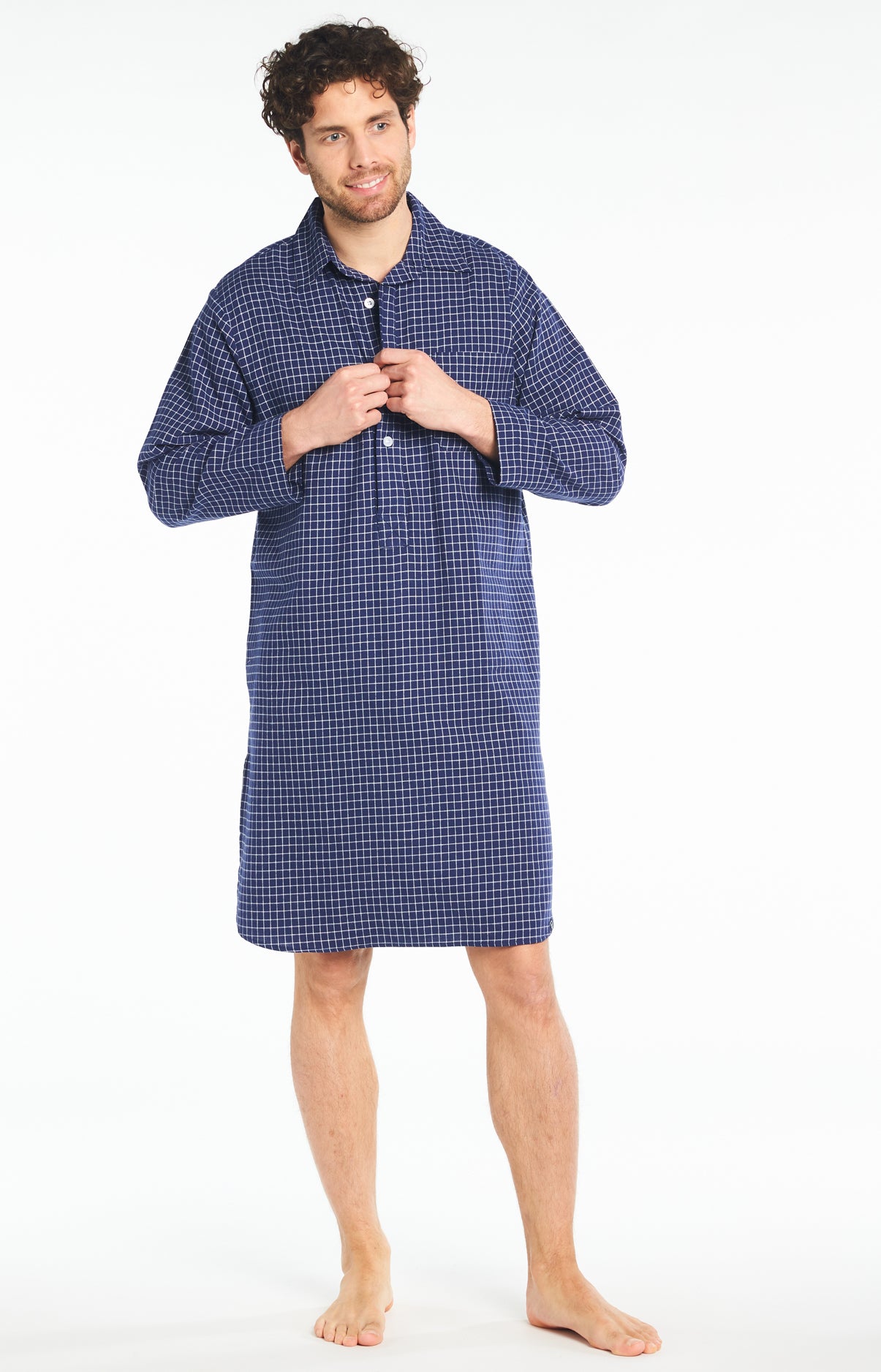 Chemise de nuit Grand-Père Homme Classique Marine 4