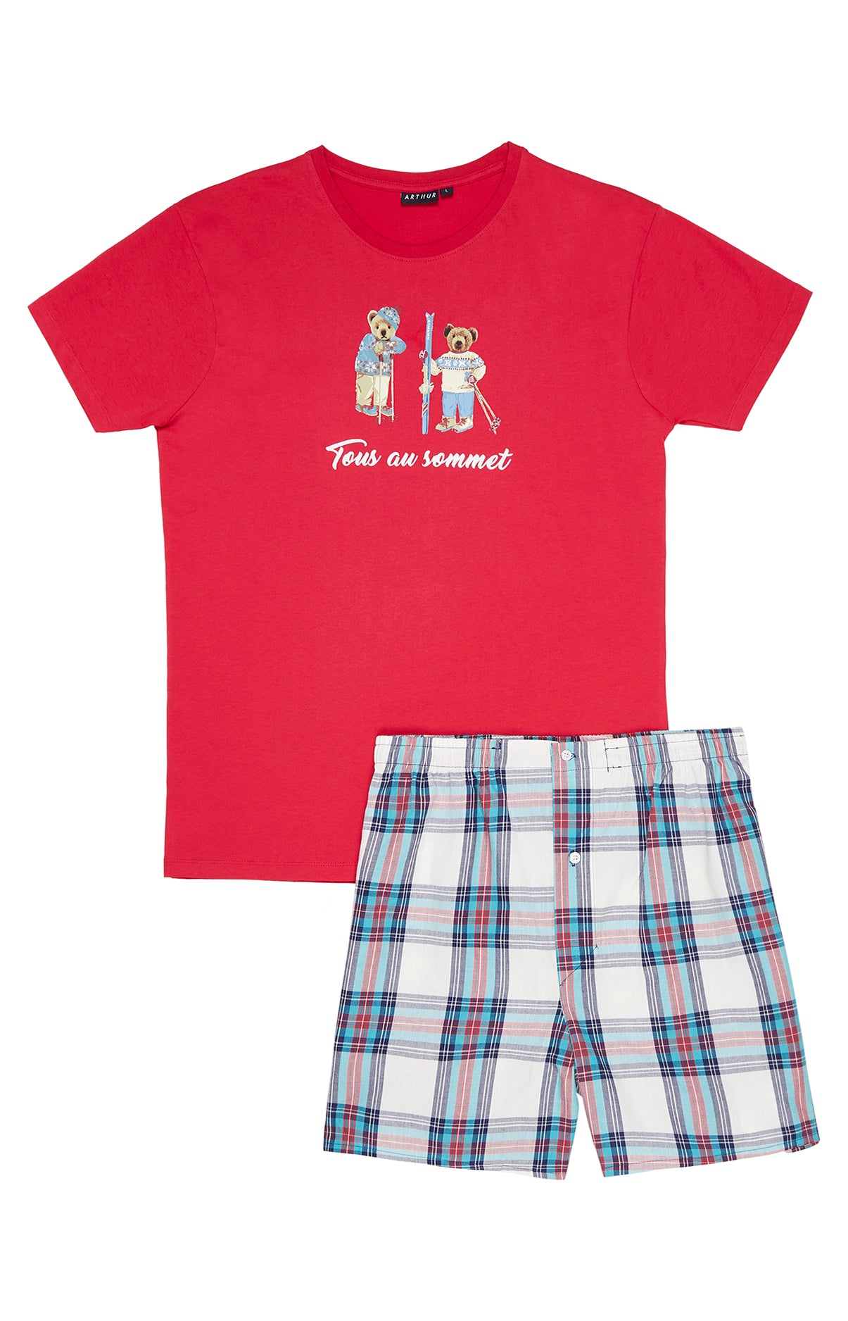 Pyjama court Pyjaméricain Homme Tous au sommet Blanc et Ivoire 3
