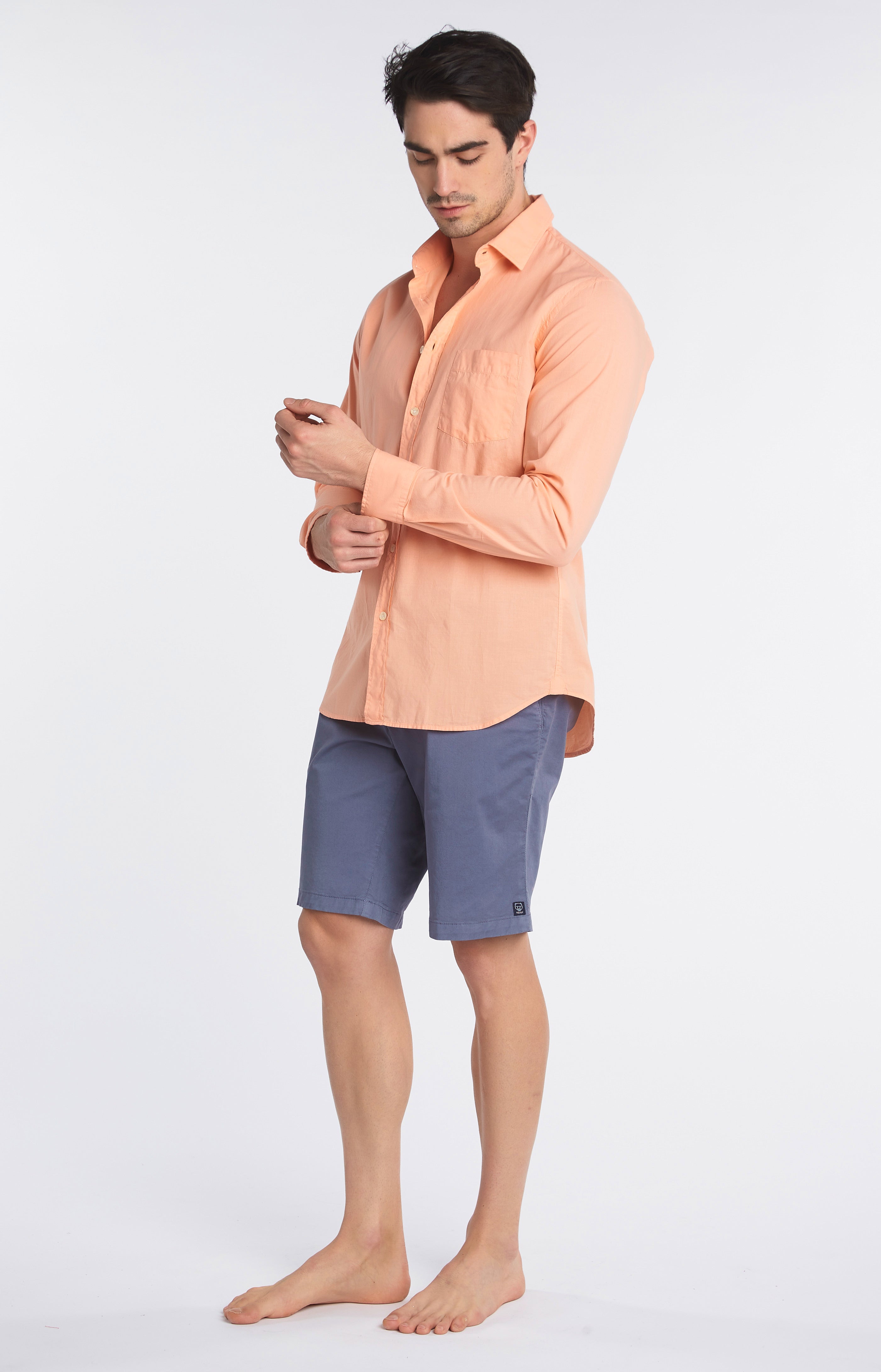Chemise unie Homme Melon Orange 5