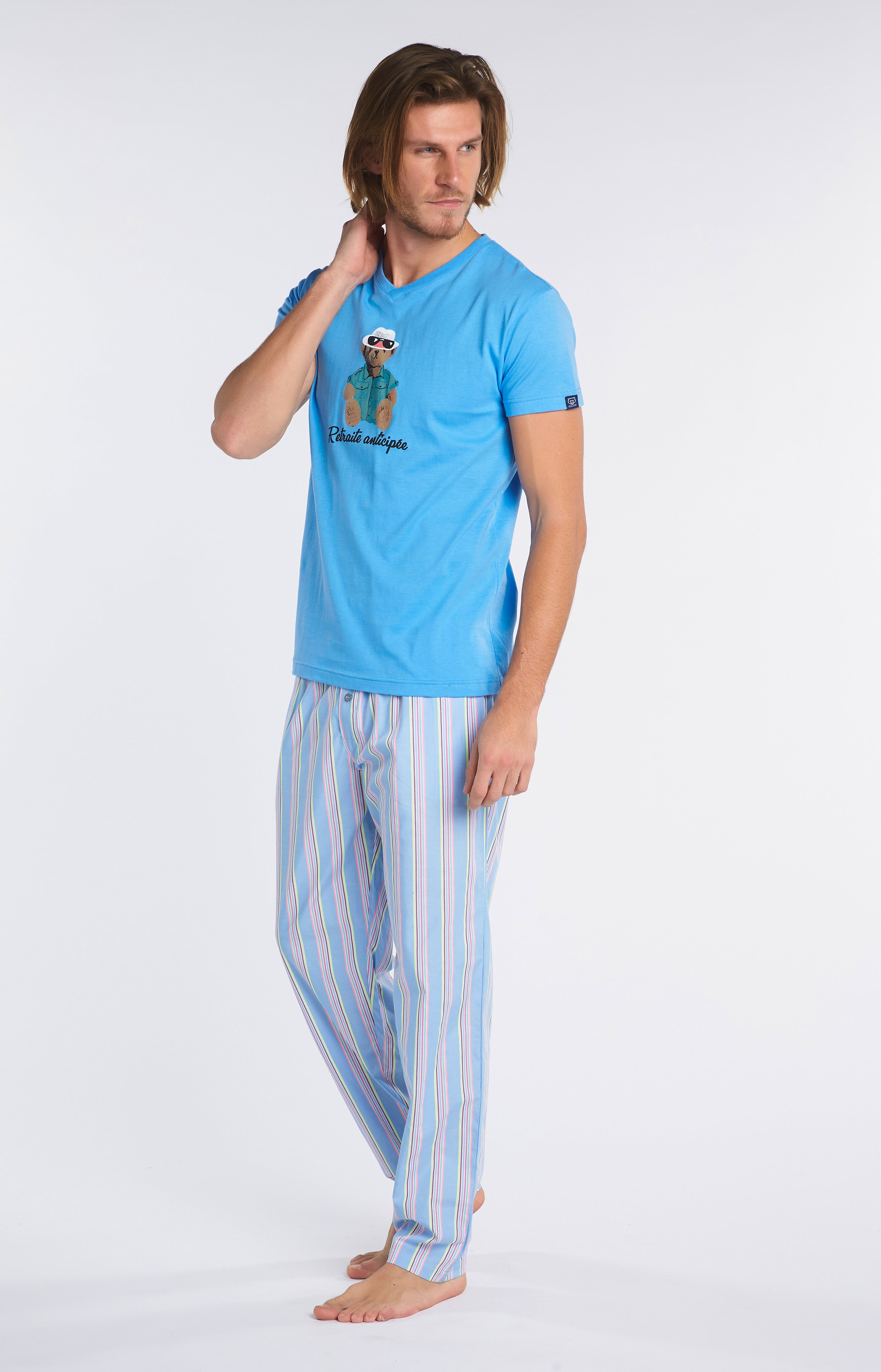 Pyjama long Teddy Homme Bleu 1