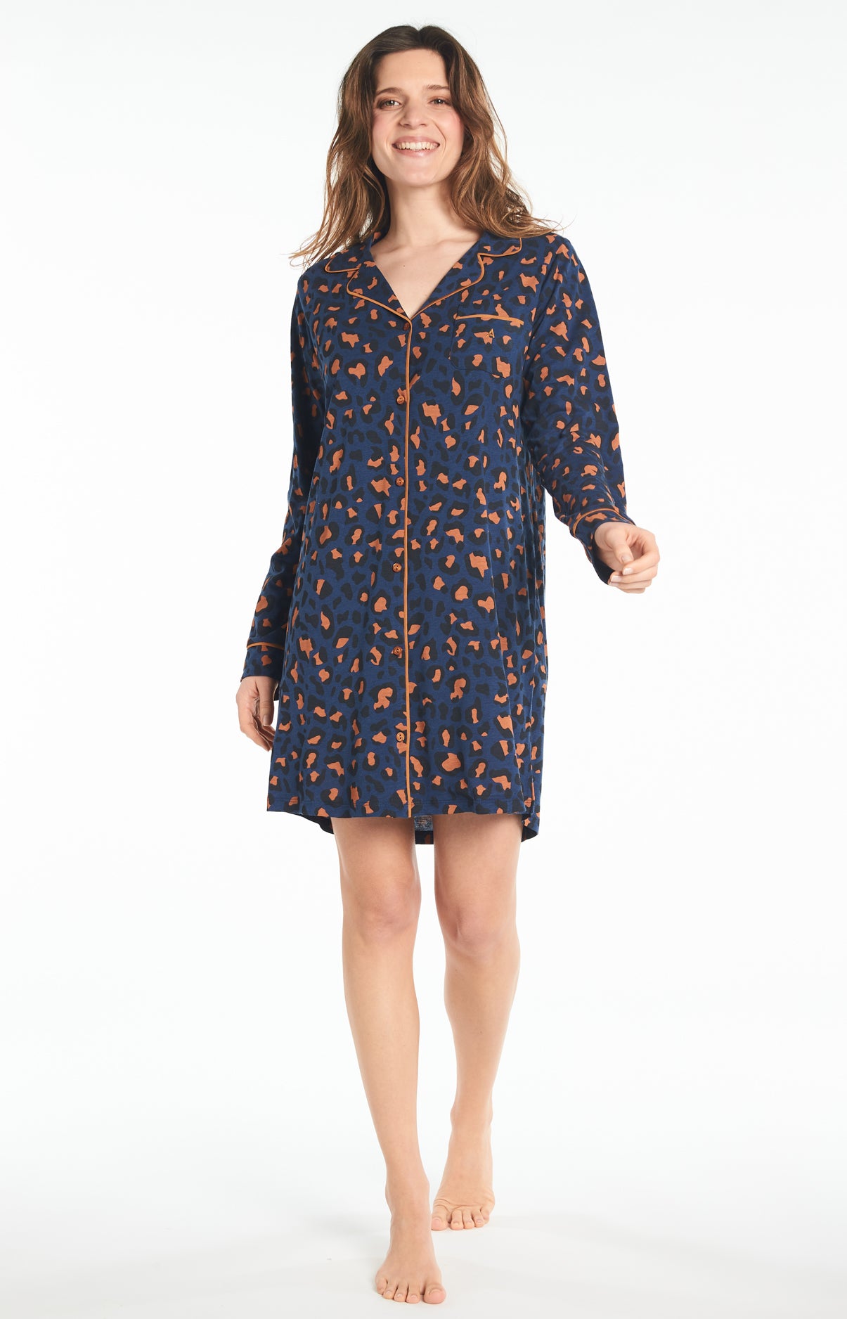 Chemise de Nuit Femme Leopard Marine 2