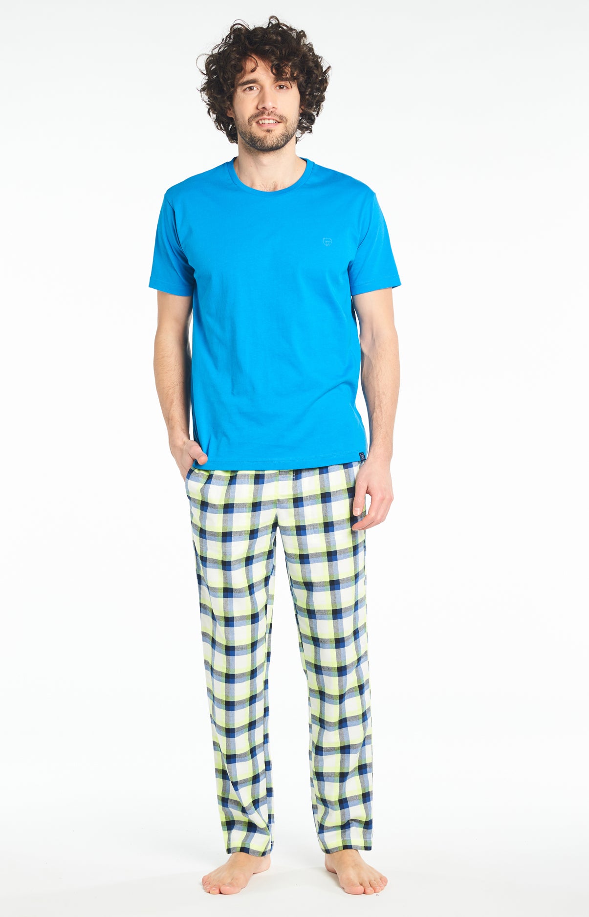 Tee-shirt Homme Uni Bleu 19
