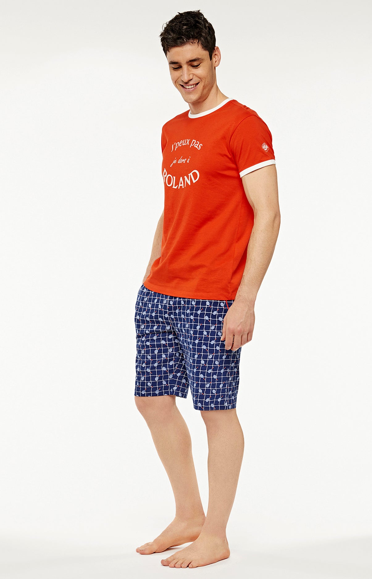 Pyjashort Homme Roland Garros Blanc et Ivoire 2
