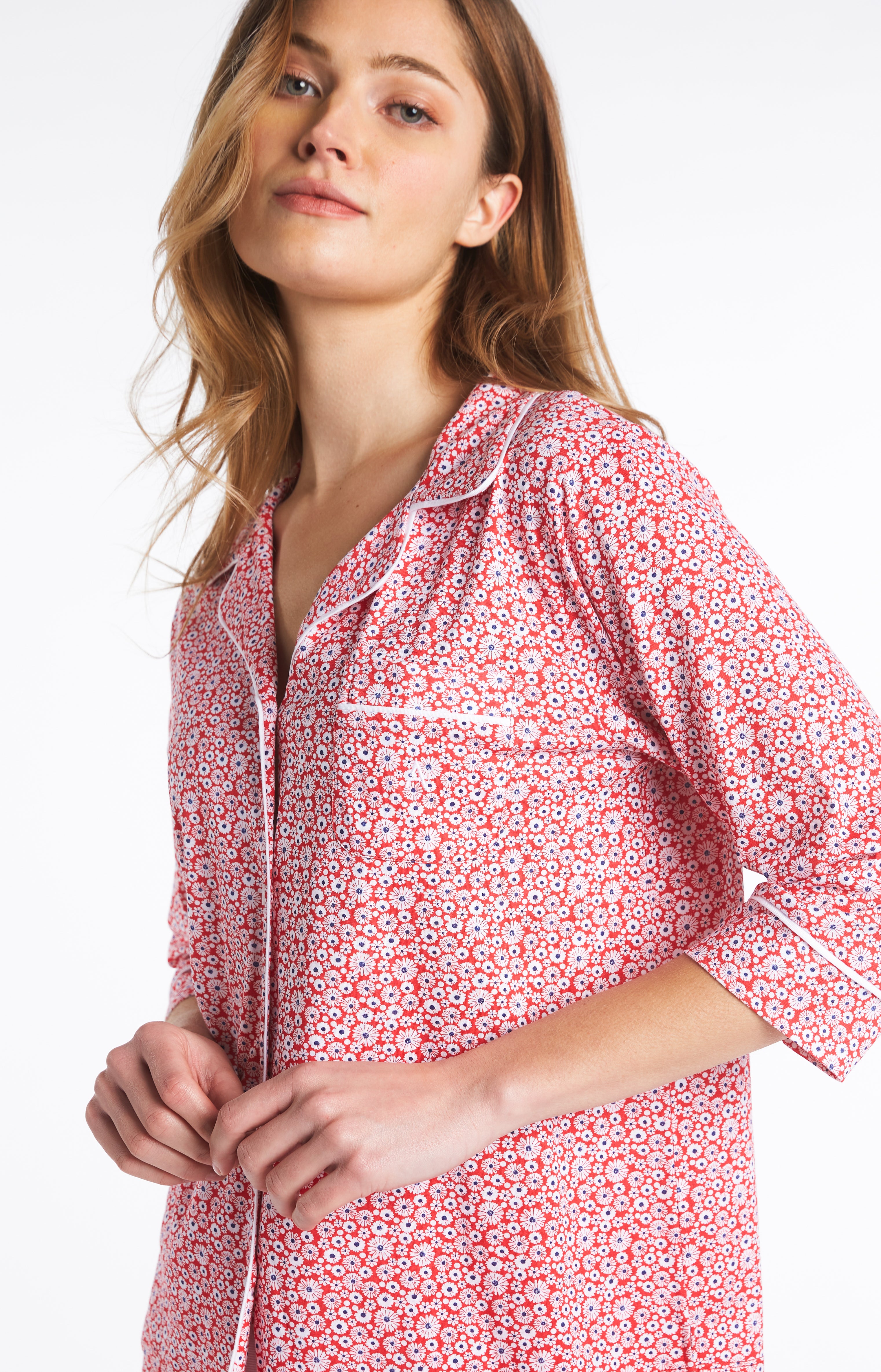 Pyjama court Femme Marguerite Rouge 4