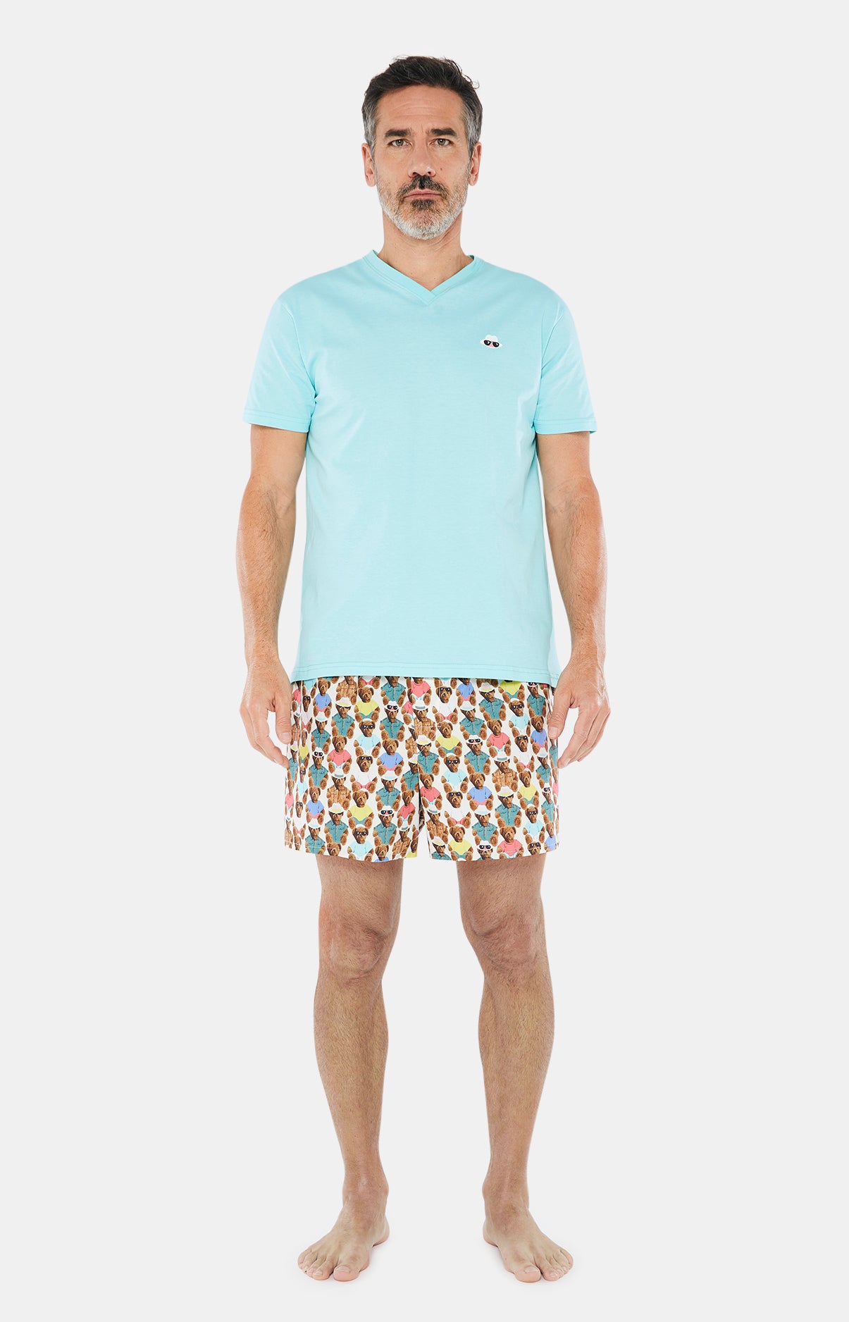 Pyjashort Homme Teddy Blanc et Ivoire 13