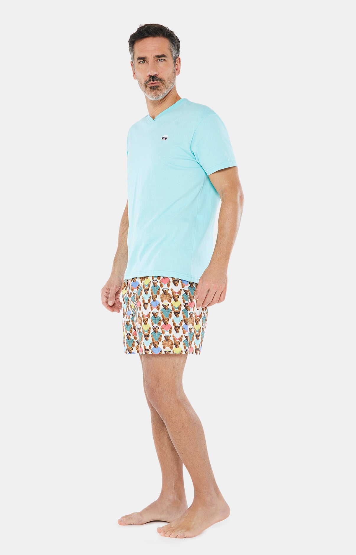 Pyjashort Homme Teddy Blanc et Ivoire 16