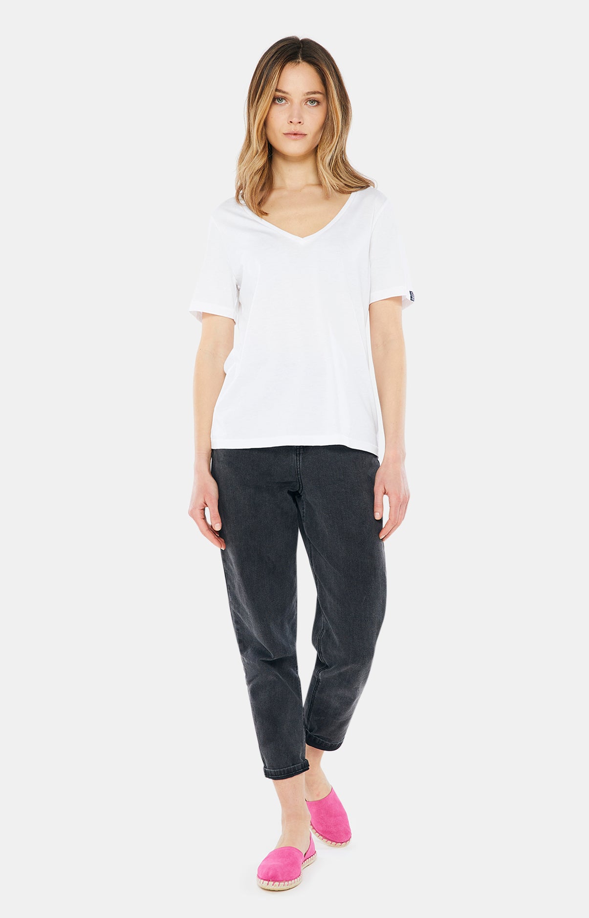 Tee-shirt Femme en coton pima Blanc et Ivoire 10