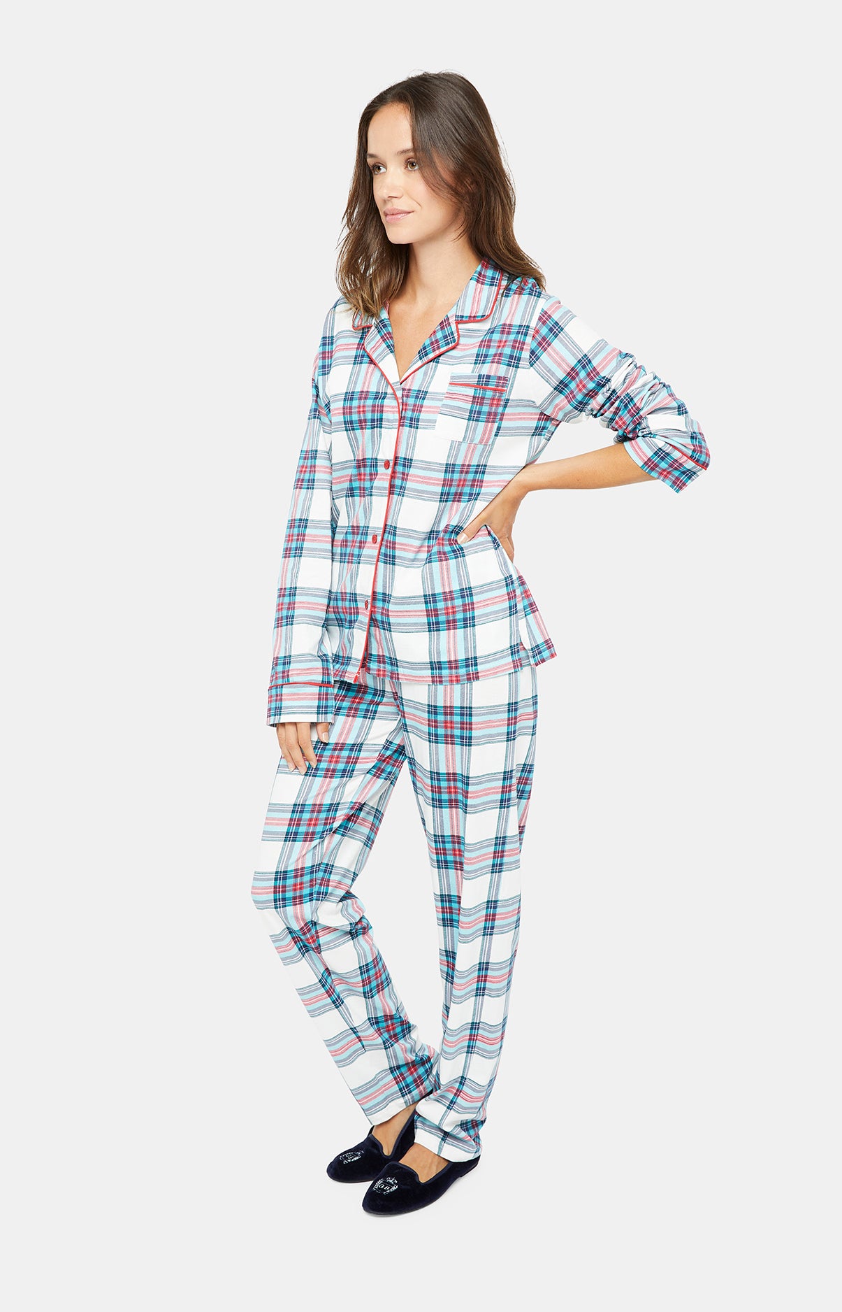 Pyjama long boutonné Femme Honoré Blanc et Ivoire 2