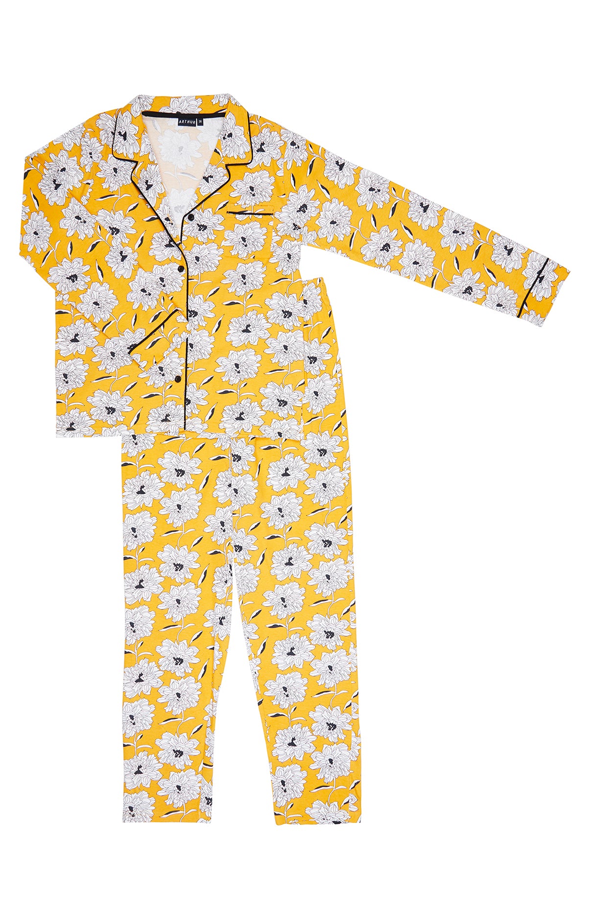 Pyjama long boutonné Femme Simone Jaune 3