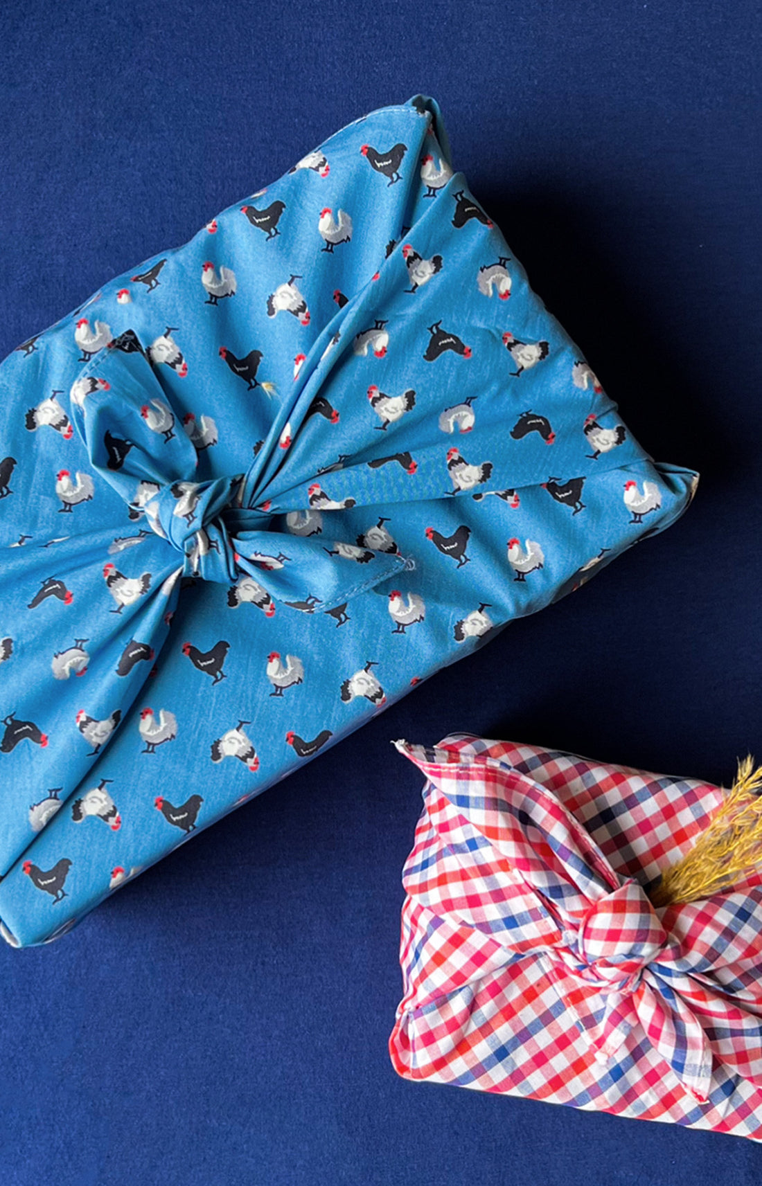 Furoshiki Accessoire Carreaux &amp; Poules Rouge 1