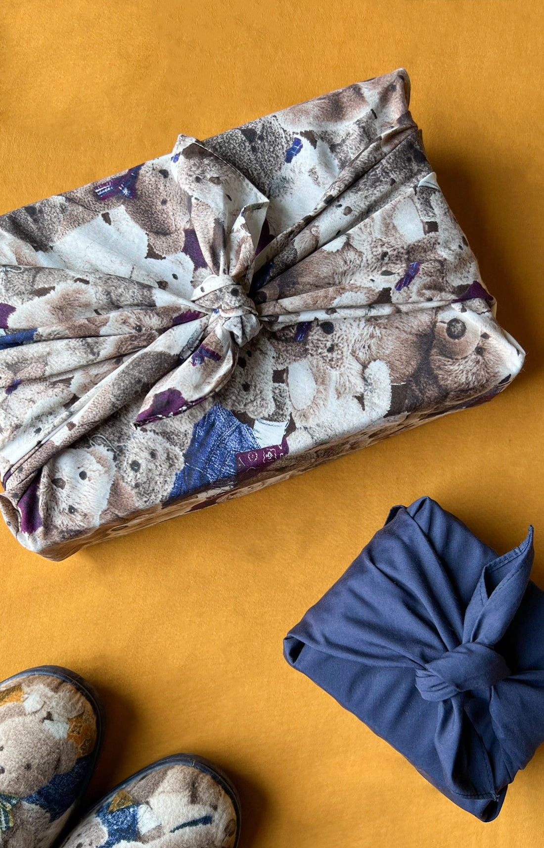 Furoshiki Accessoire Uni &amp; Teddy Beige et Marron 1