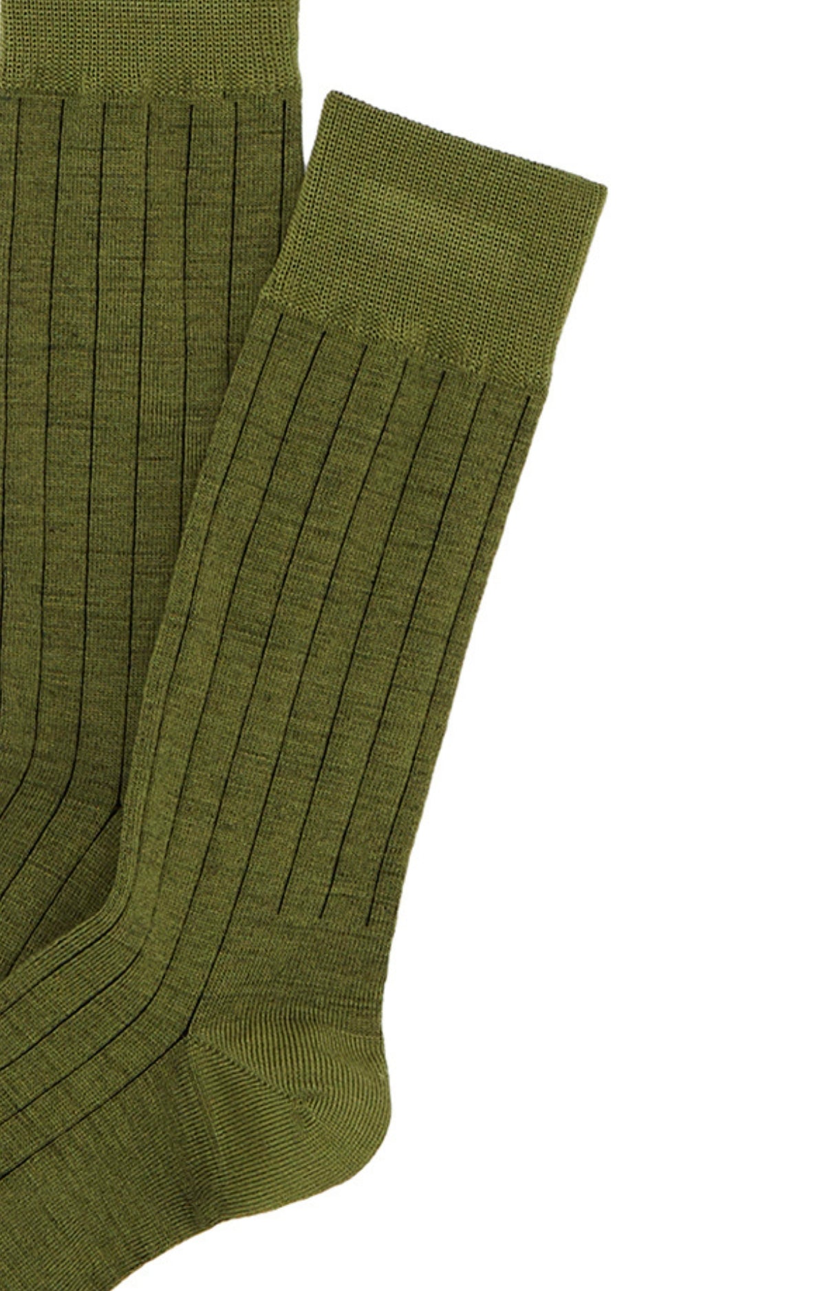 Chaussettes Homme Laine et Coton Olive Vert 2