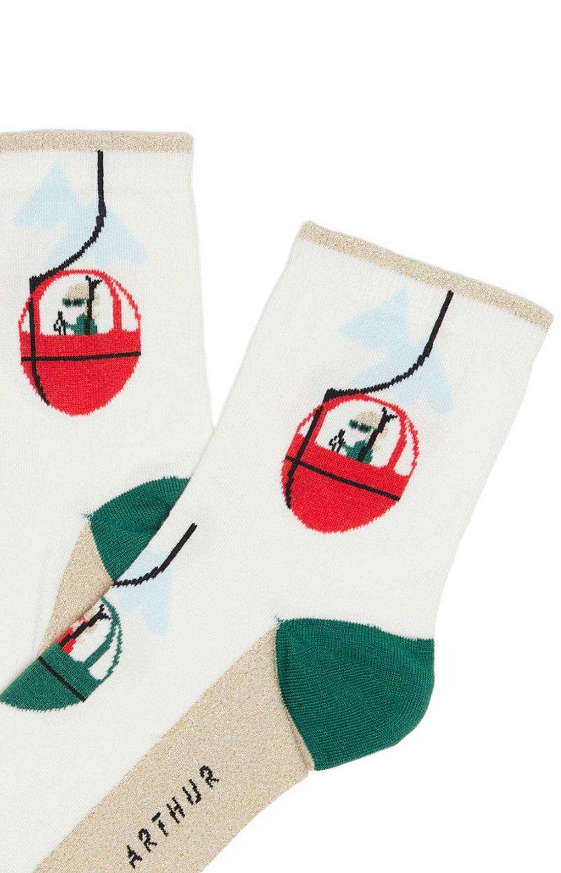 Chaussettes Femme Télécabine Blanc et Ivoire 2
