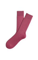 Chaussettes laine et cachemire framboise homme 1