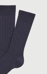 Chaussettes laine et cachemire marine homme 2