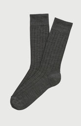 Chaussettes laine et coton anthracite homme 1