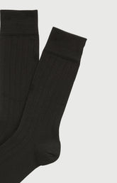 Chaussettes laine et coton noir homme 2