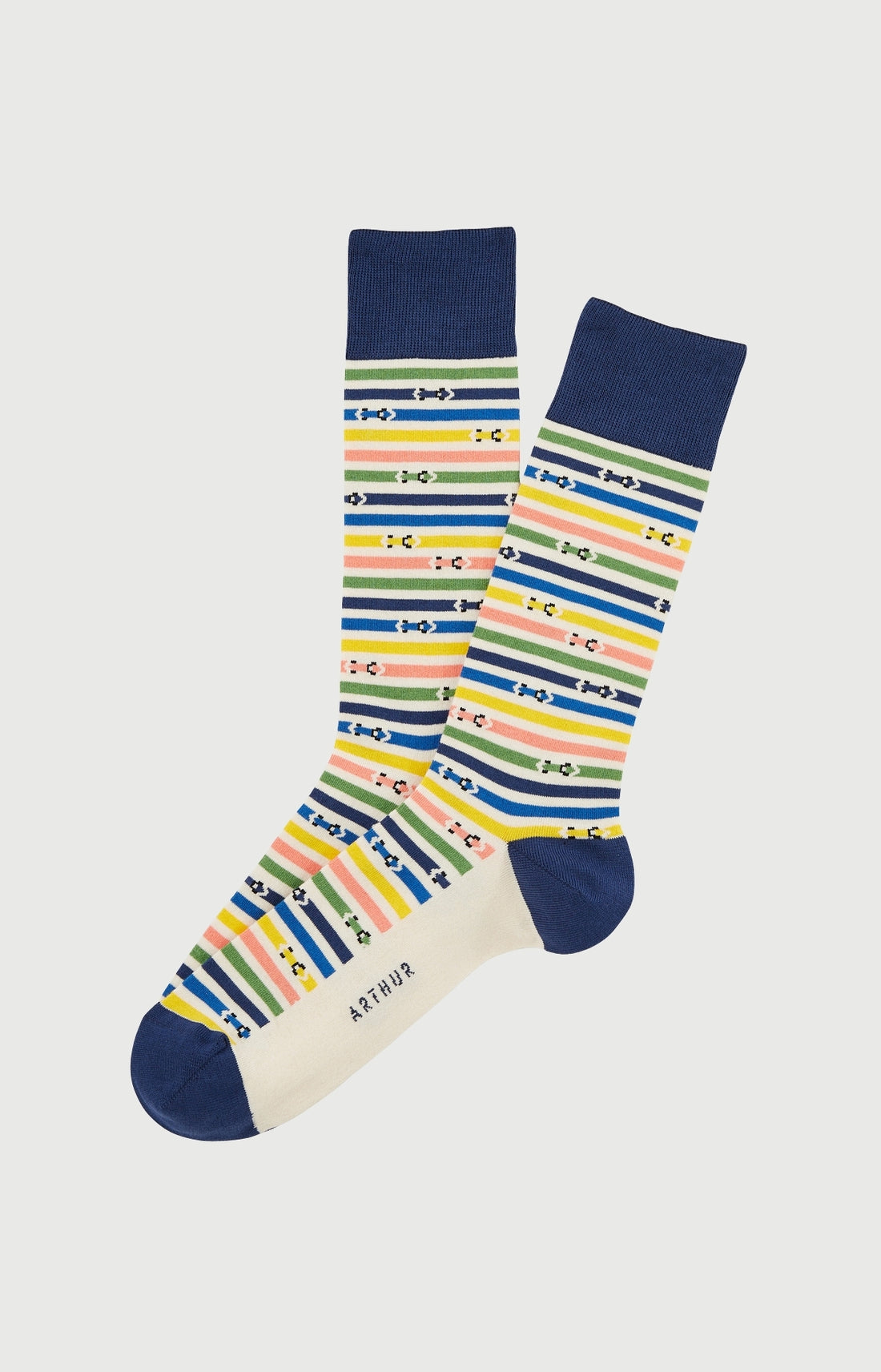 Chaussettes Homme Bolide Imprimé voiture formule 1 bleu et blanc 1
