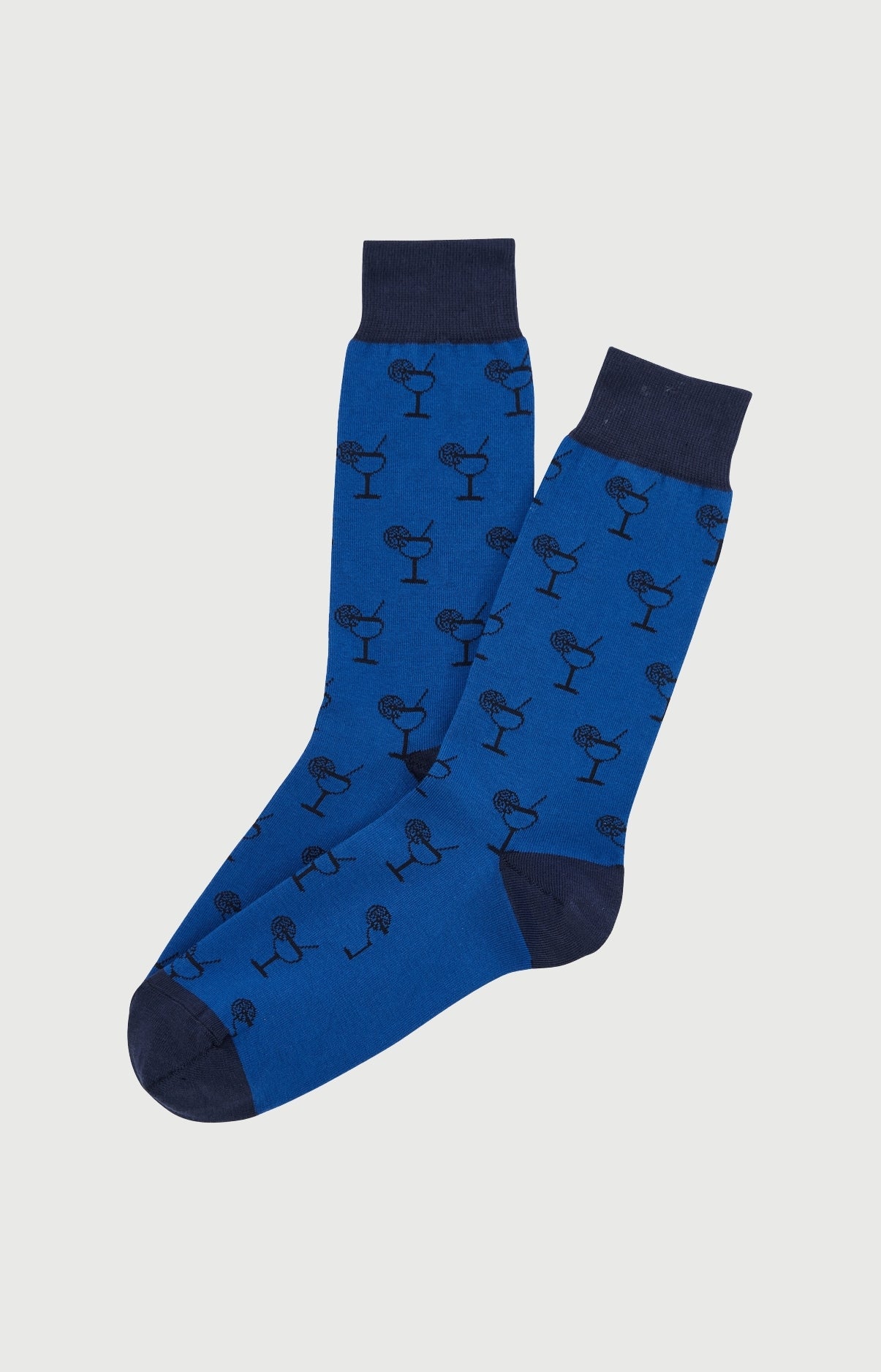 Chaussettes Homme Apéro Bleu Imprimé verres à cocktail 1