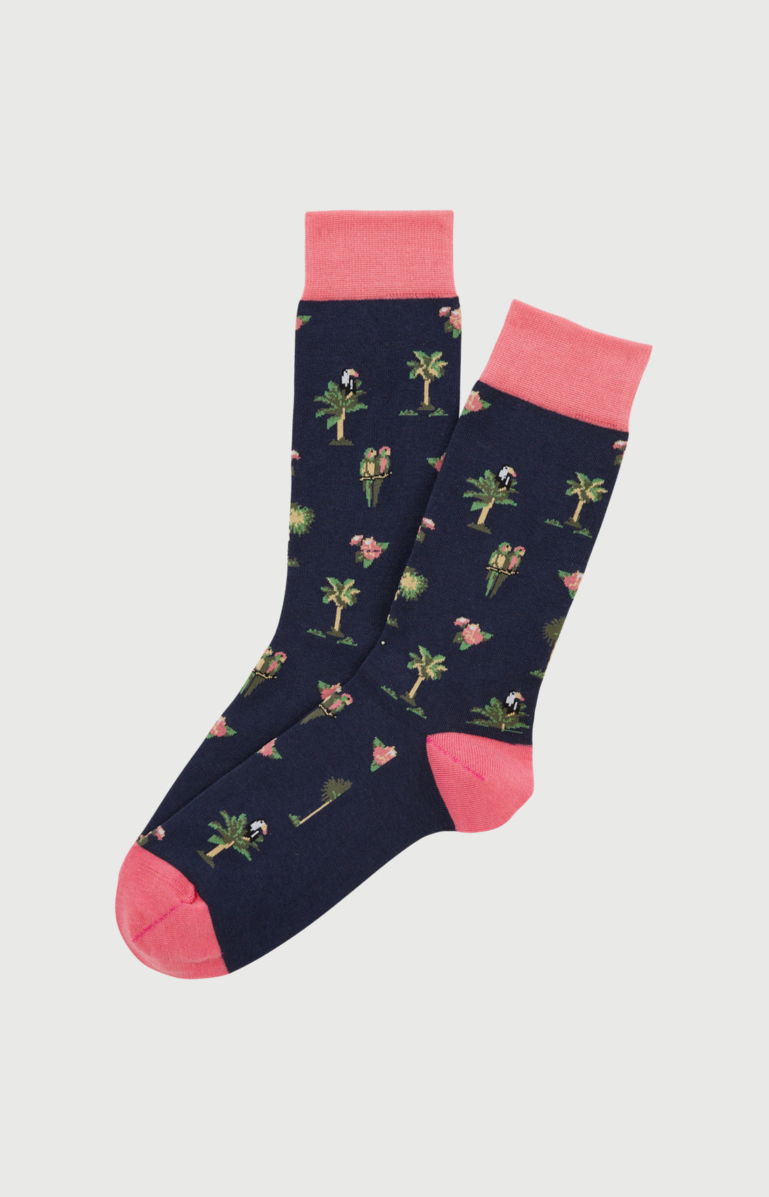 Chaussettes Homme Perroquet Marine Imprimé broderie perroquets et palmiers 1