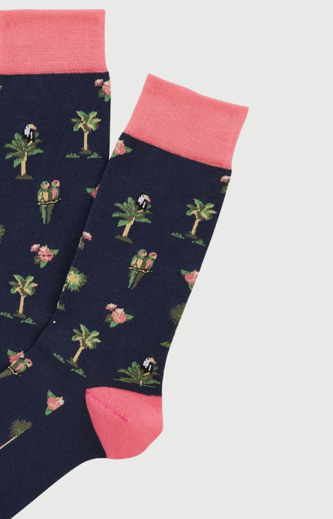 Chaussettes Homme Perroquet Marine Imprimé broderie perroquets et palmiers 2