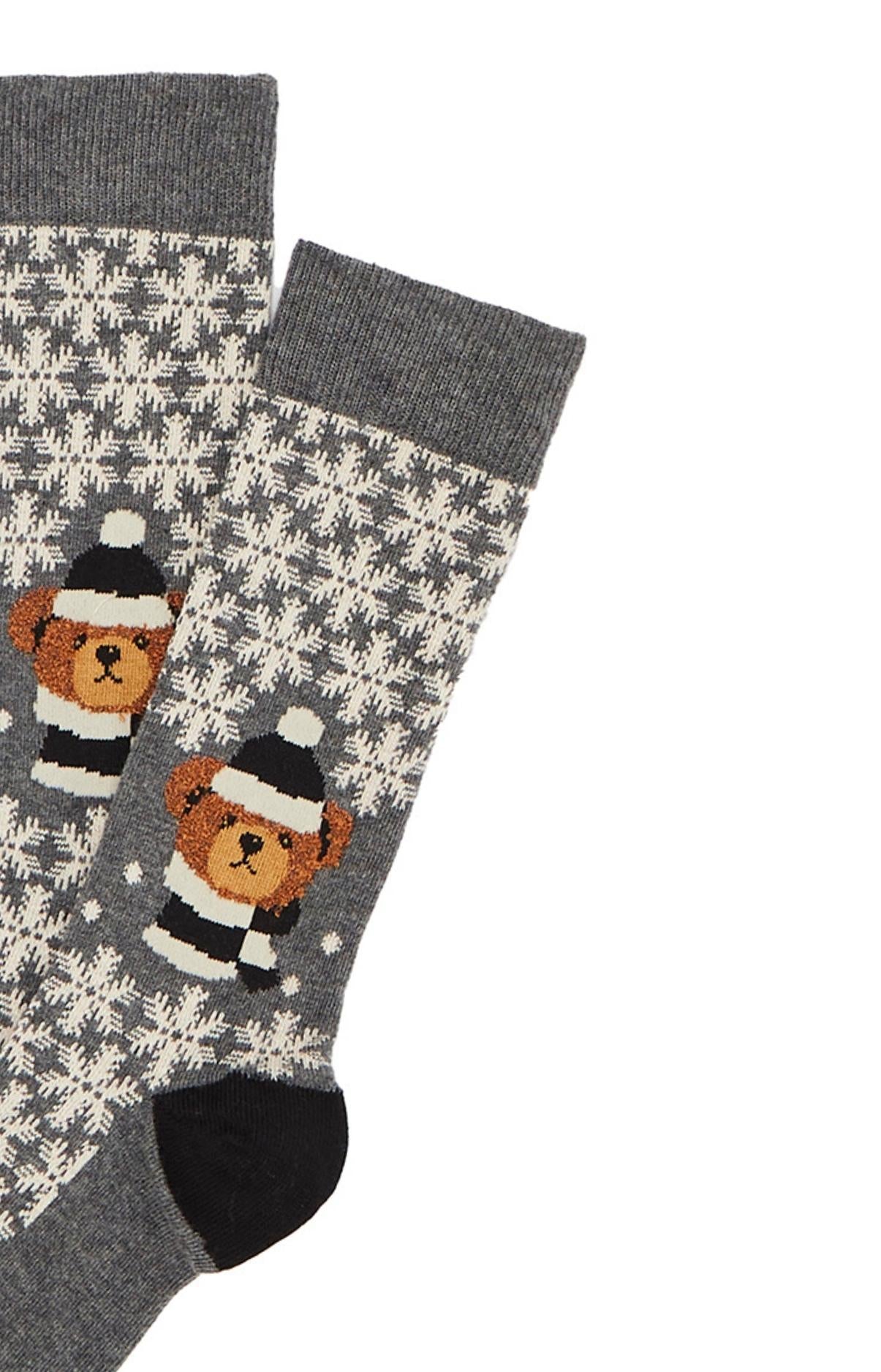 Chaussettes Homme Teddy de Noel Gris 2