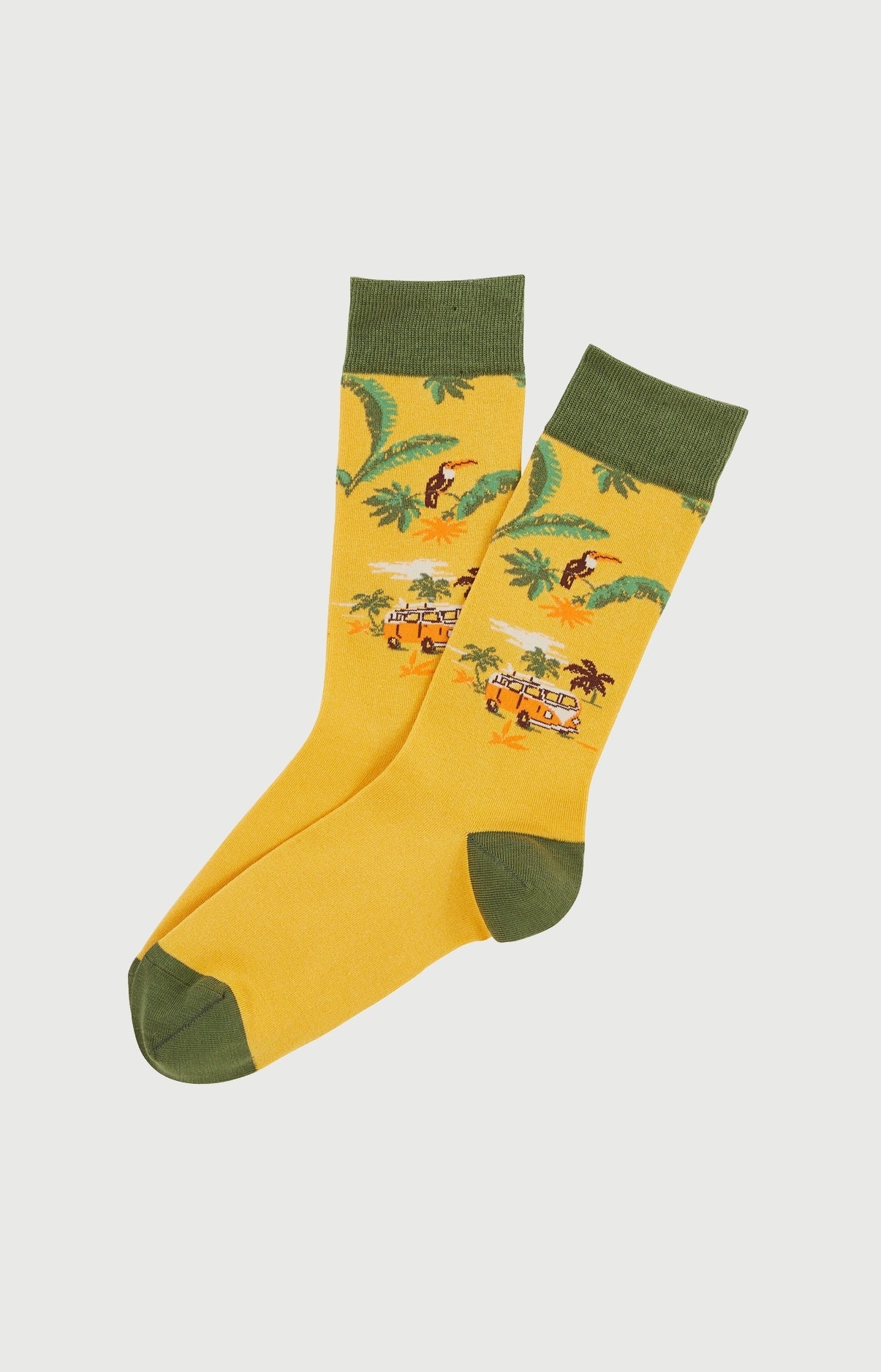 Chaussettes Homme Van Life Jaune Imprimé vannes et palmiers multicolores 1